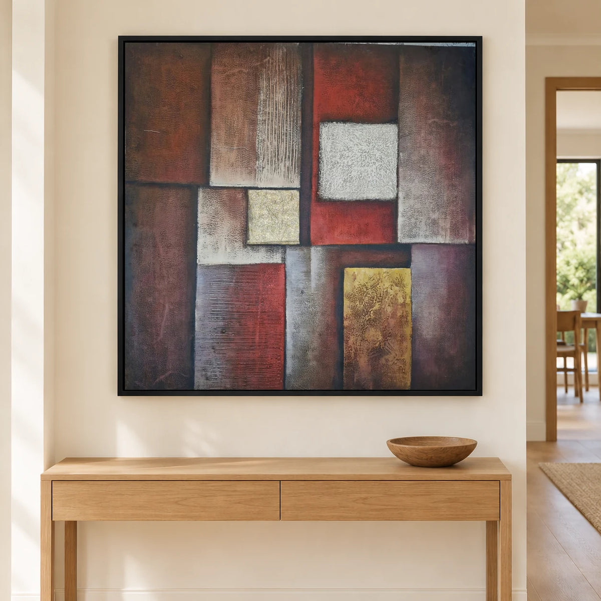 Abstracto geométrico al óleo pintado a mano 80 × 80 cm