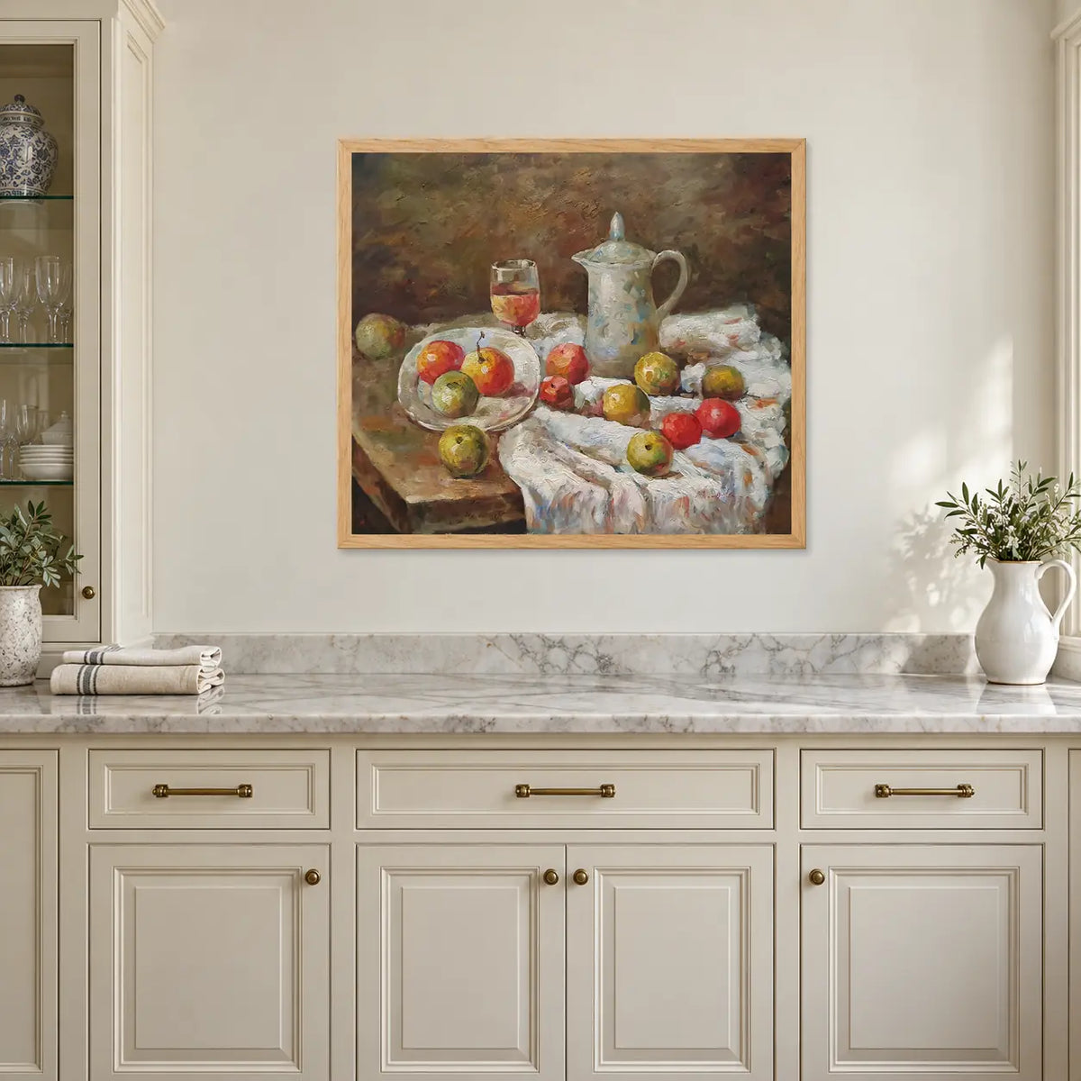 Hand-painted oil still life of apples 60 × 50 cm
