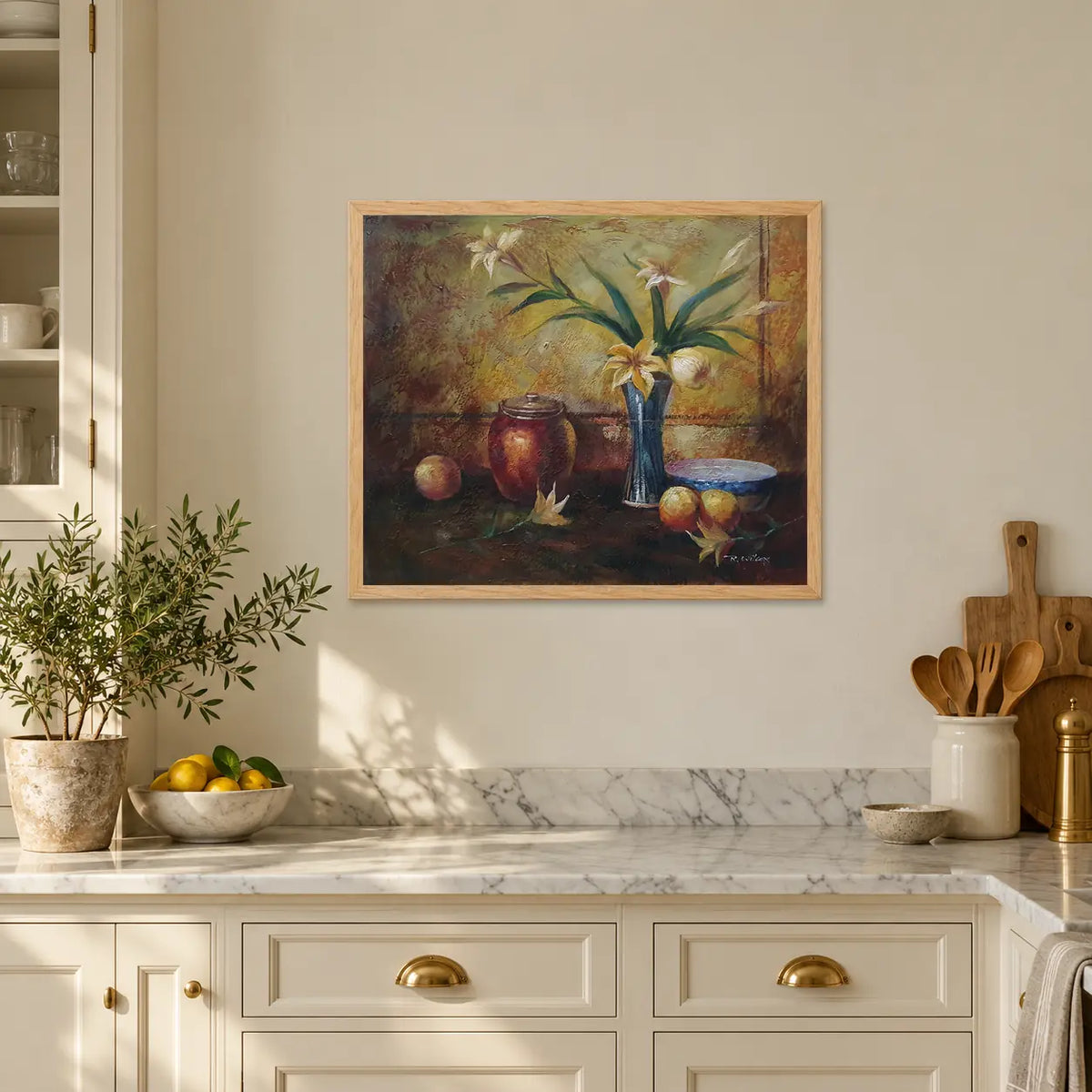Bodegón al óleo pintado a mano 60 × 50 cm
