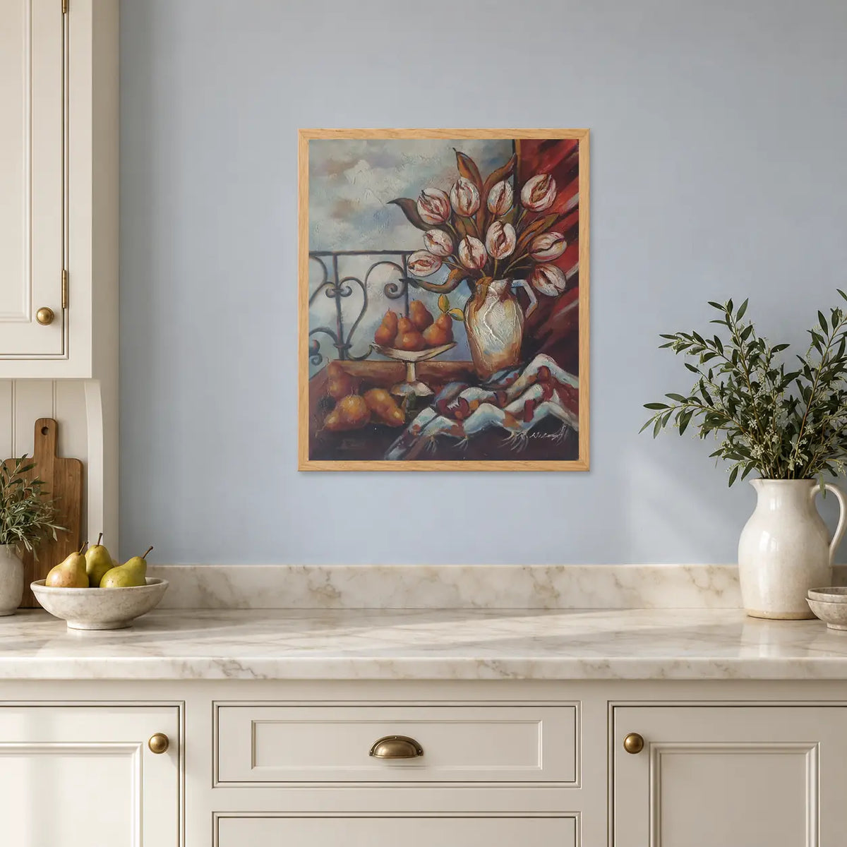 Hand-painted oil still life of tulips 50 × 60 cm