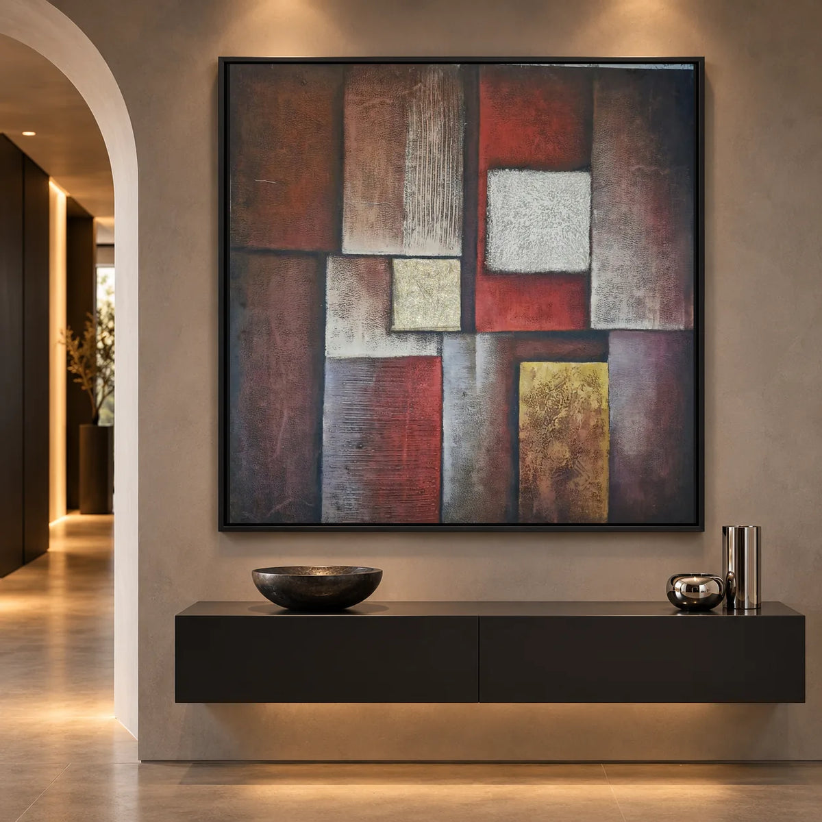 Abstracto geométrico al óleo pintado a mano 80 × 80 cm