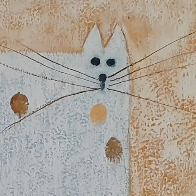 Cuadro de Gato al Óleo Pintado a Mano 60 × 50 cm