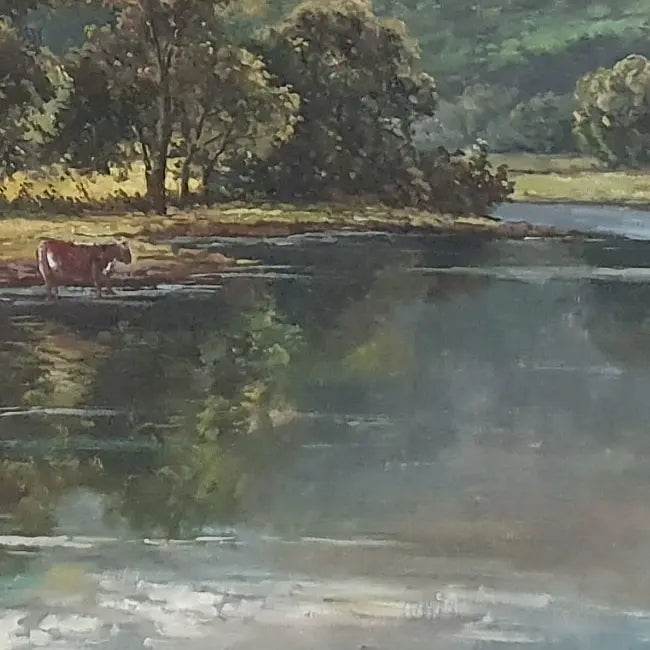 Handgemaltes Ölgemälde einer Flusslandschaft 90 × 60 cm