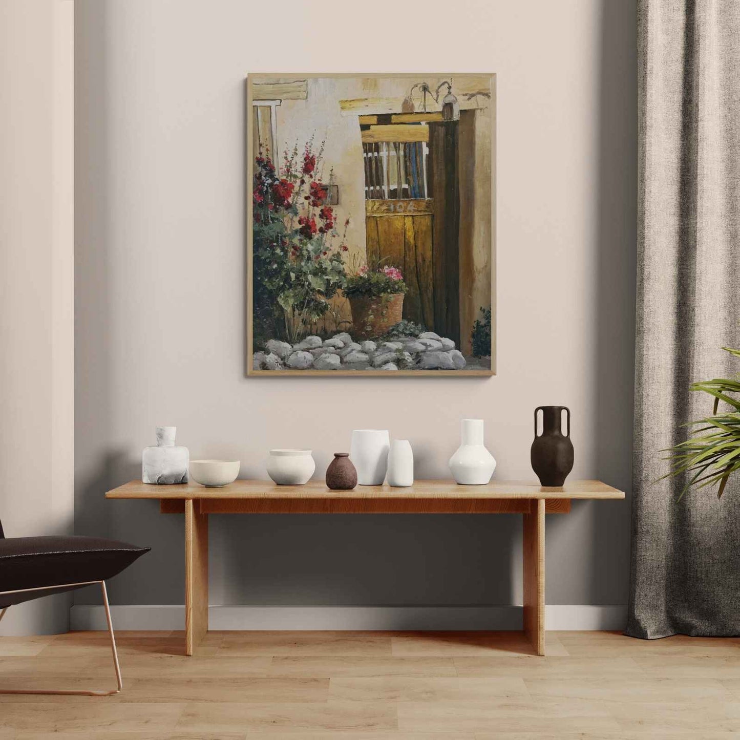 Cuadro al Óleo Puerta Antigua Centenaria Pintado a Mano 100x80 cm