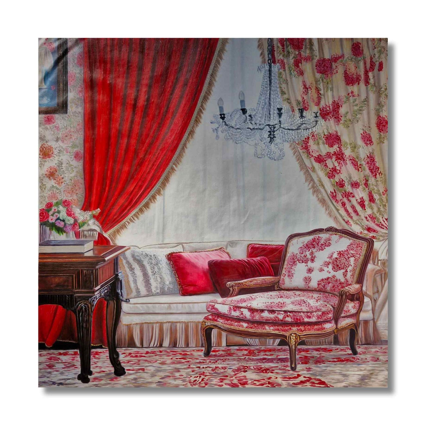 Gemälde Vintage Elegance in Rosa 92x92 cm