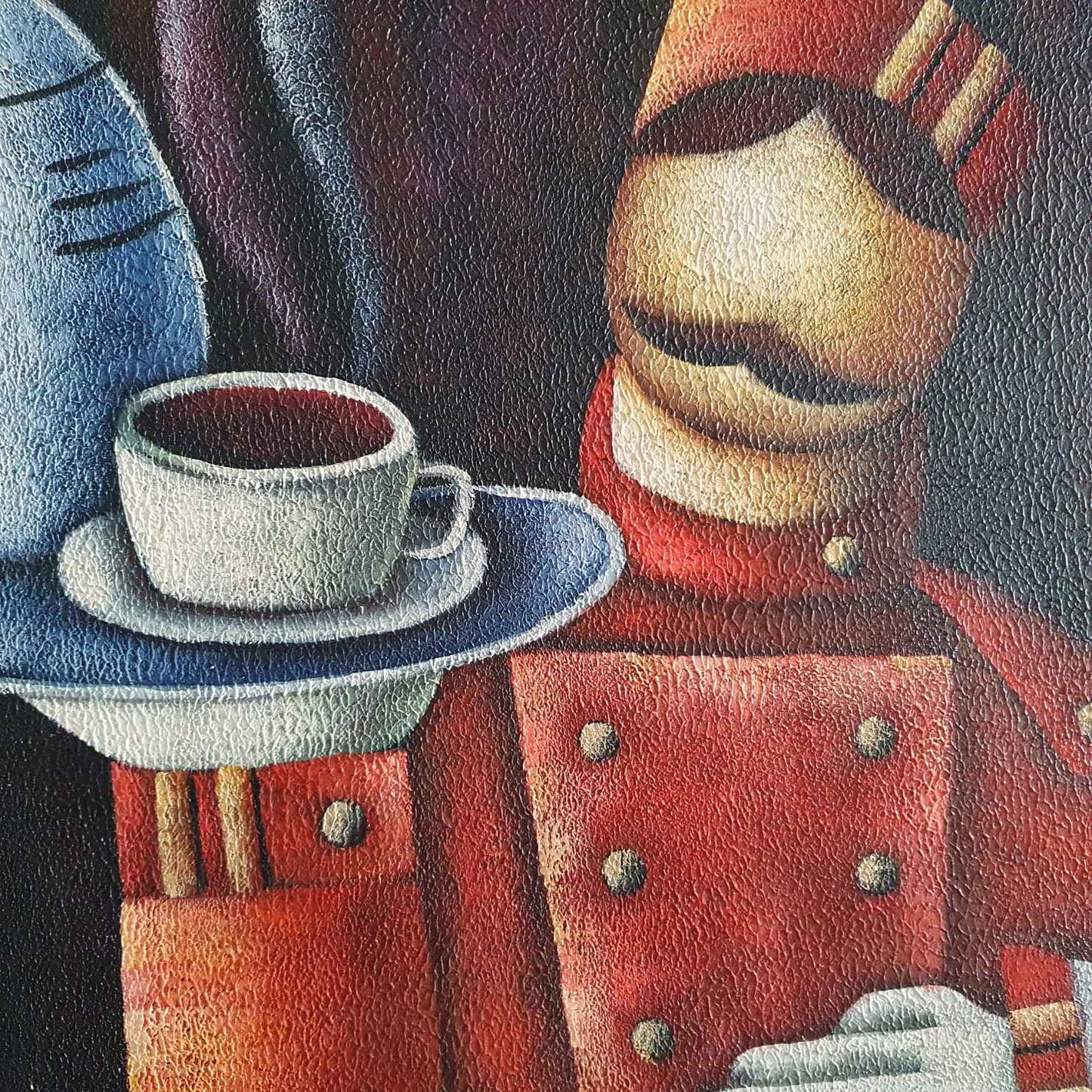 Arte mural vintage para cocina con personajes de restaurante