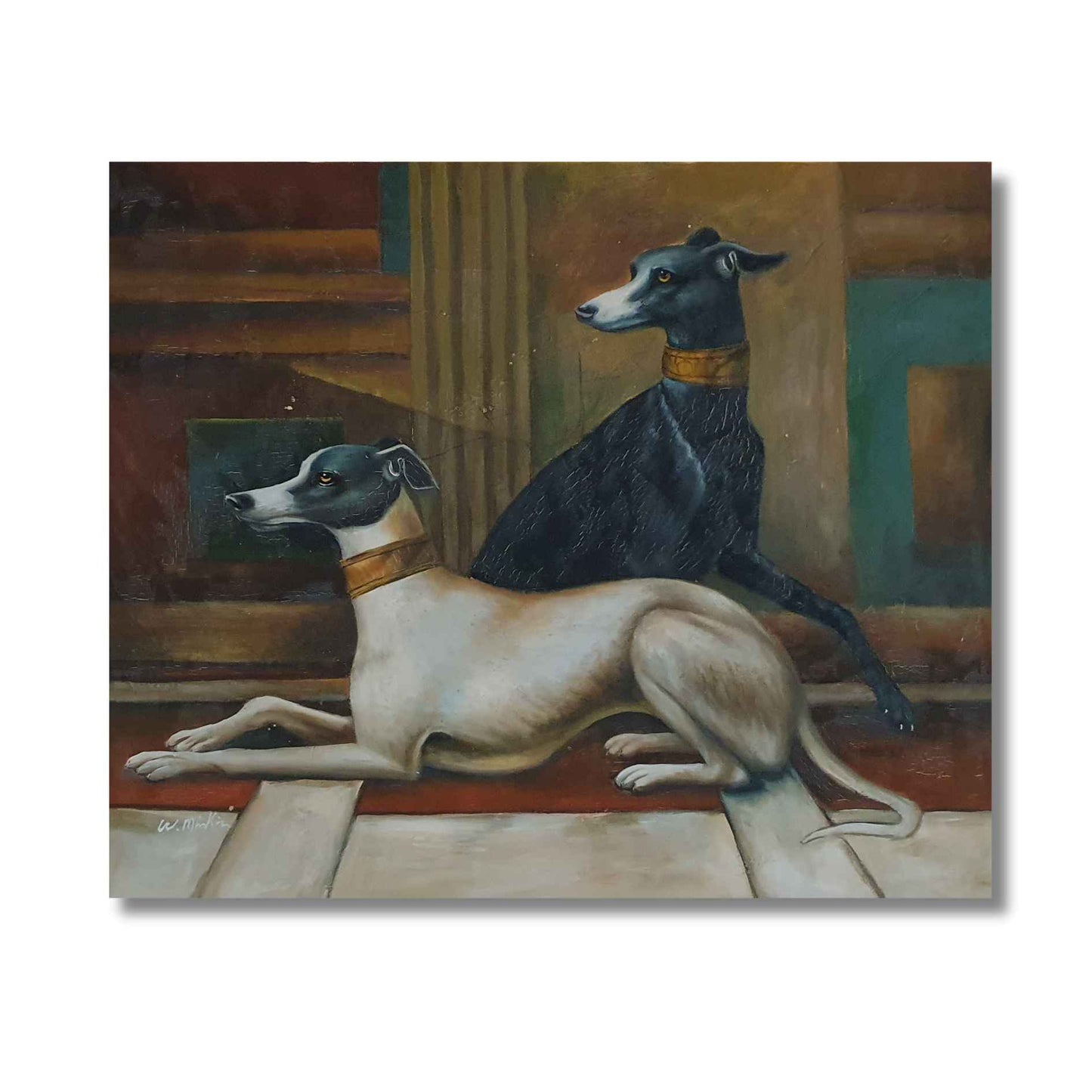 Cuadros de galgos al oleo para decoracion