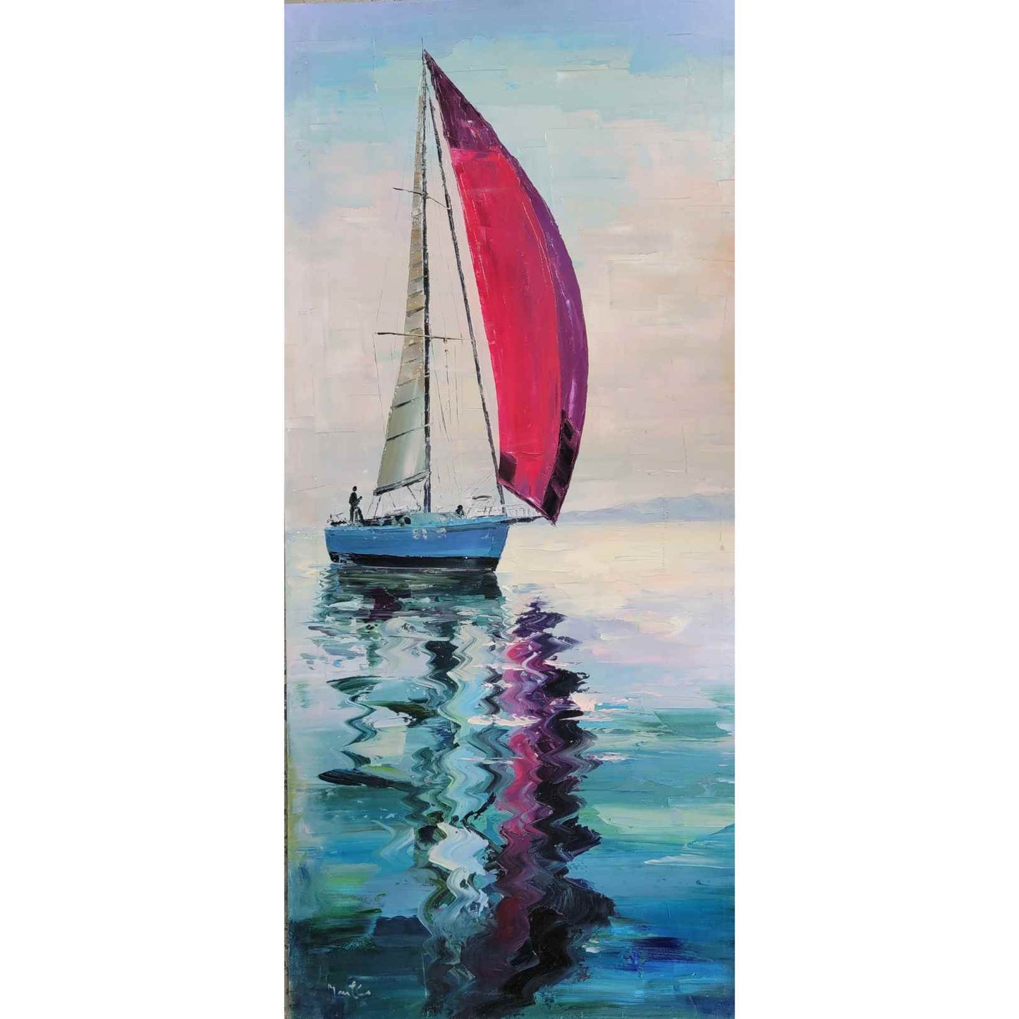 Cuadro Oleo Lienzo Pintura La Vela Morada 130x55 cm