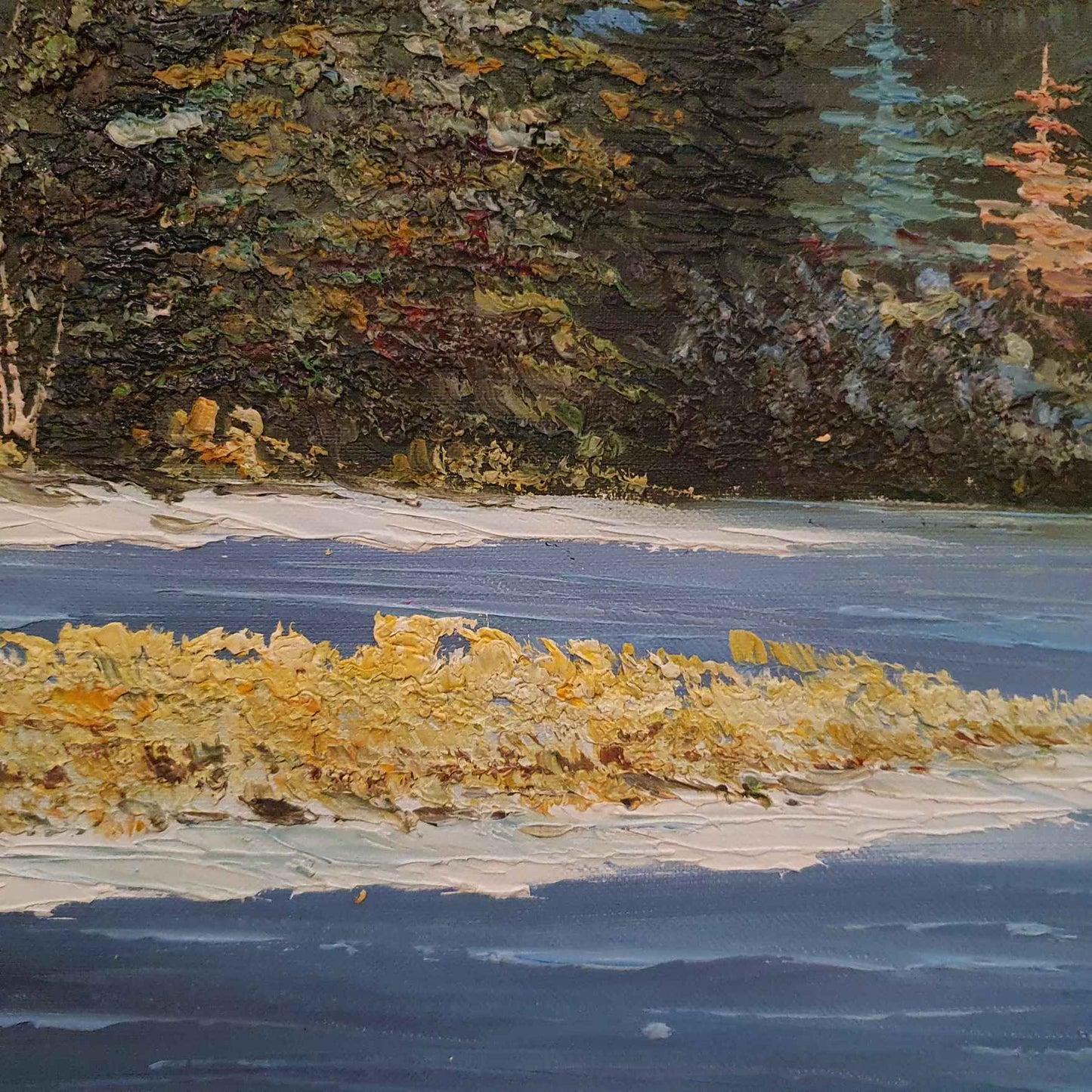 Cuadro El Lago Entre Montañas 90x60 cm Texturas