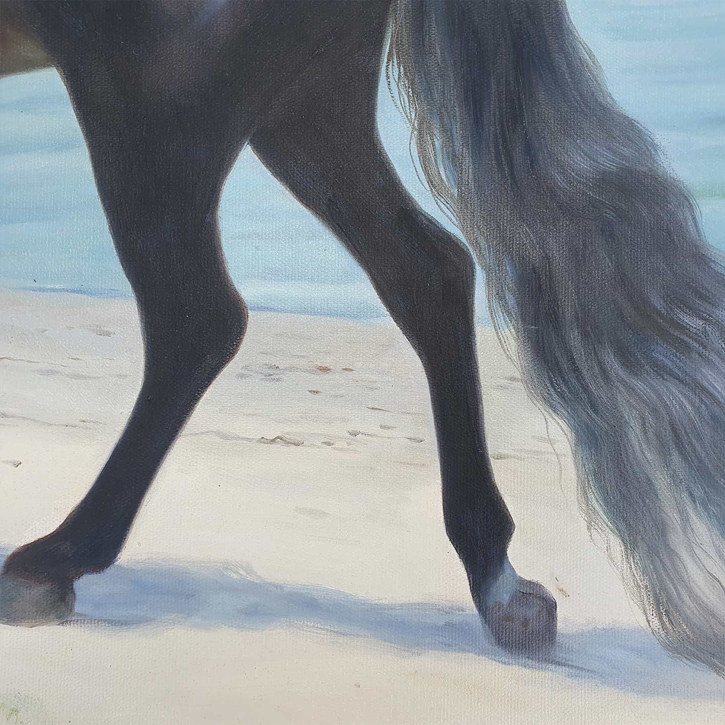 Cuadro Caballo Negro Arabe 100x80 cm