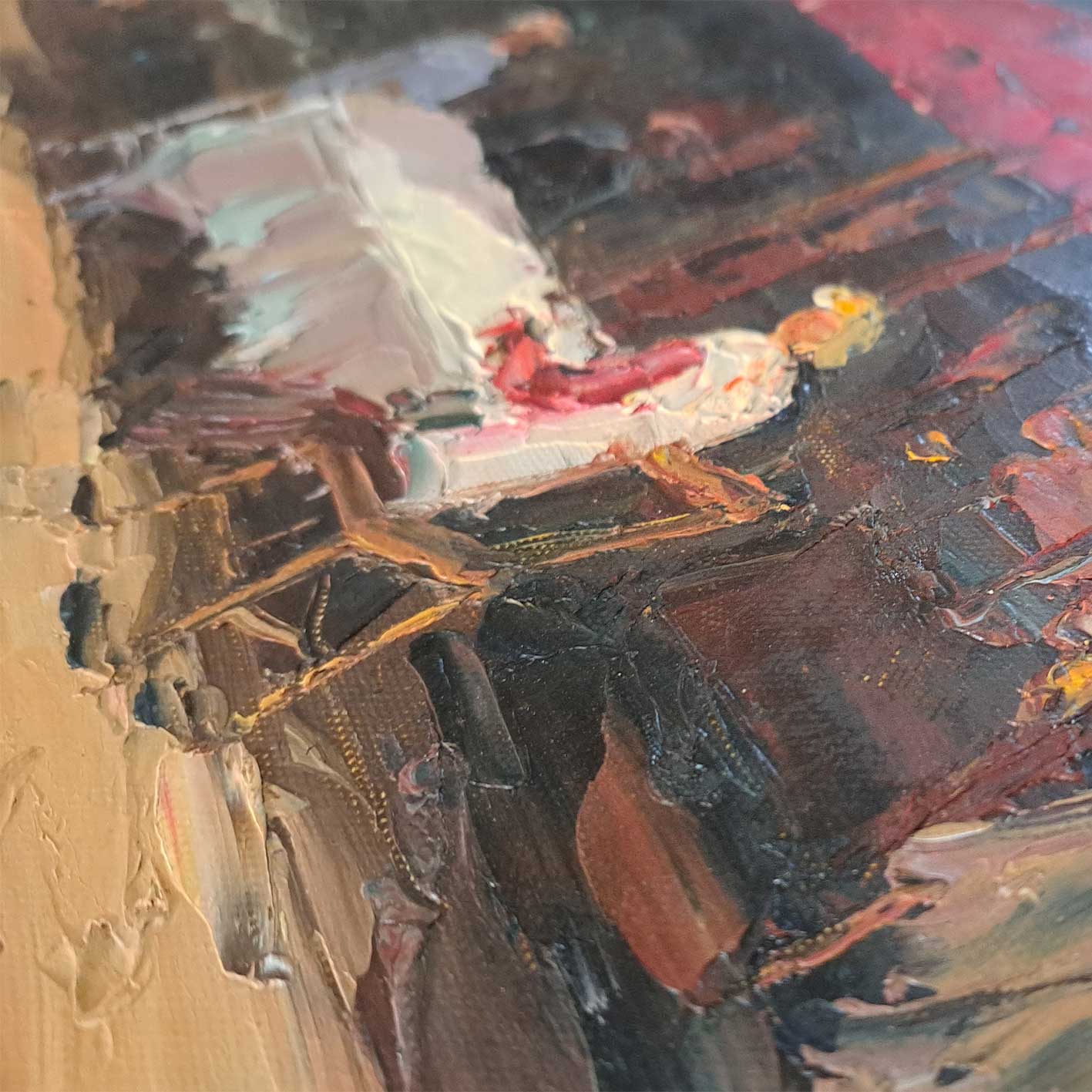 Cuadro Lienzo Oleo Comercios Ocio 90x60 cm Textura