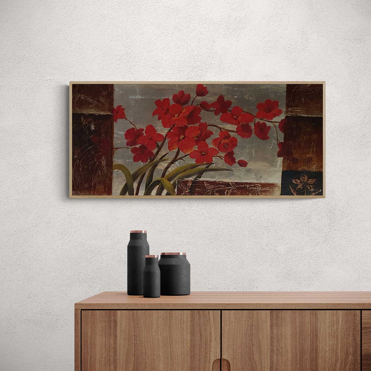Cuadro Moderno Amapolas Plata