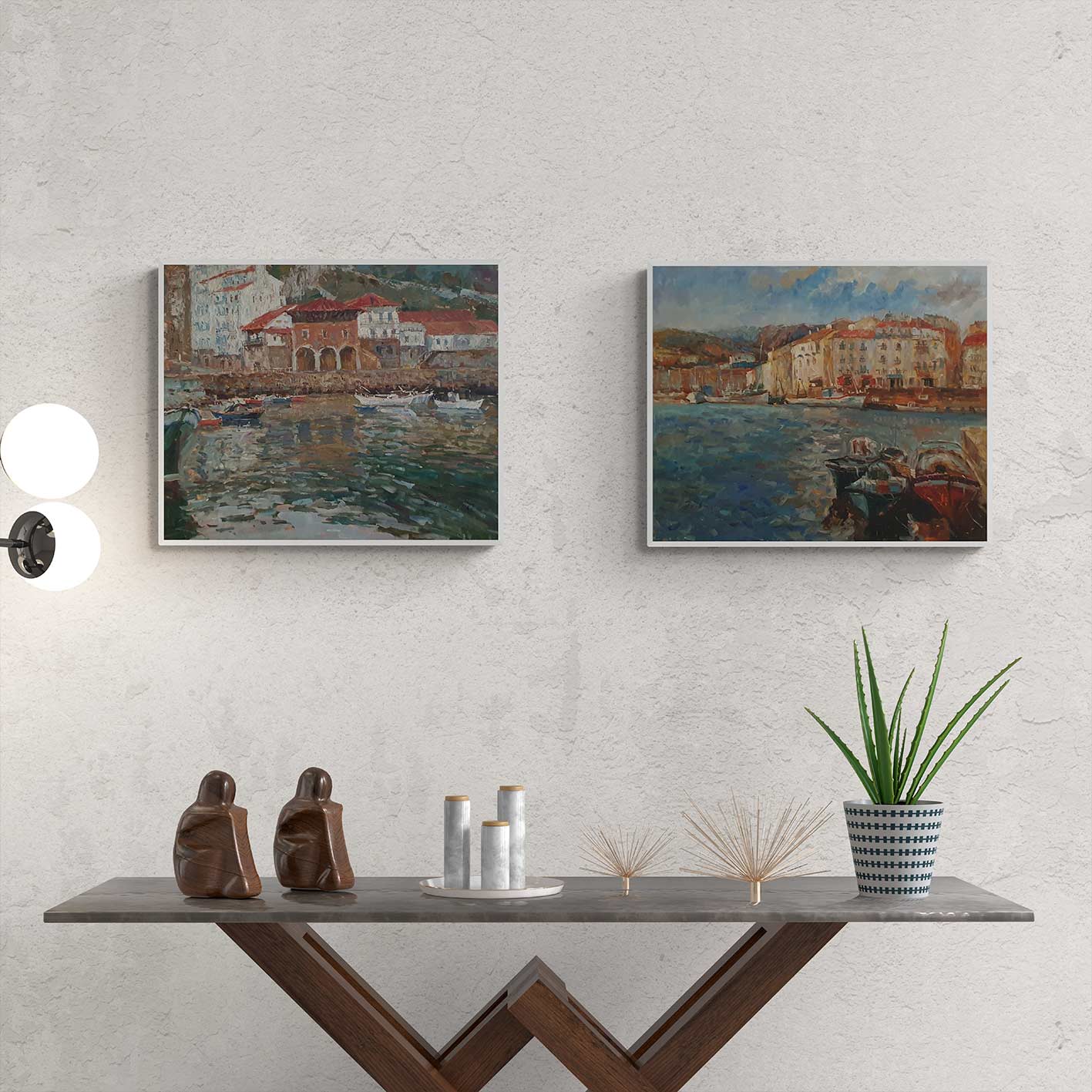 Cuadro marino pintado a mano con colores vibrantes y textura única