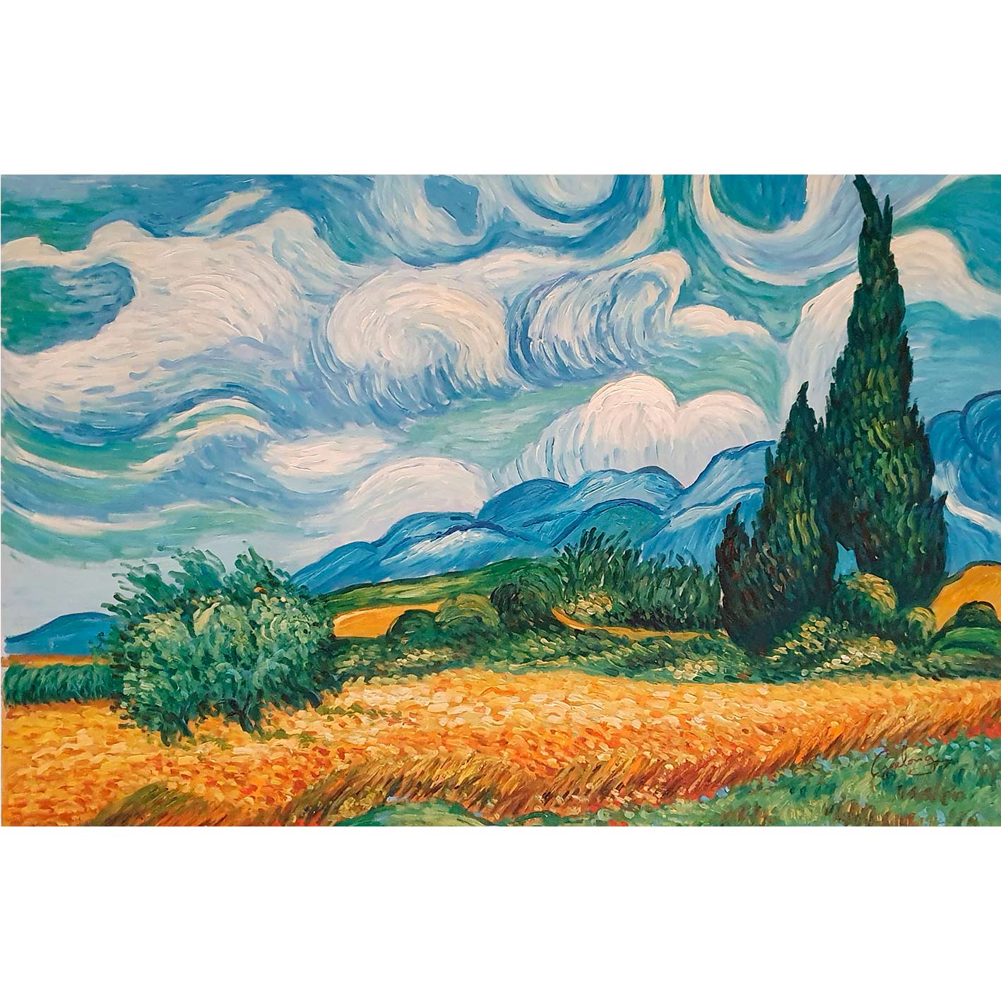 Cuadro Oleo Lienzo Eliteart-Wheat Field con cipreses 90x60 cm