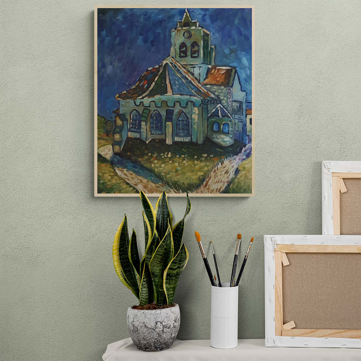 Cuadro Van Gogh La Iglesia de Auvers-sur-Oise 50x60 cm
