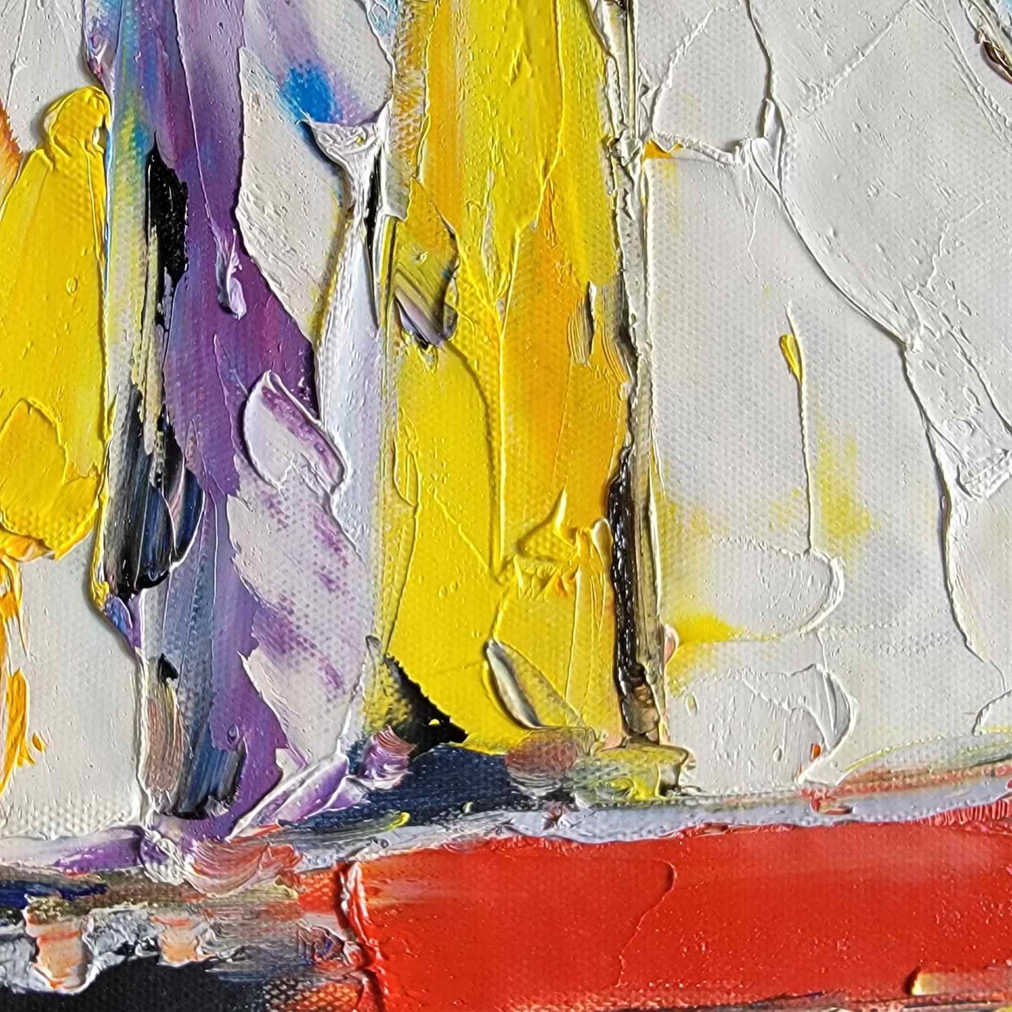 Cuadro Oleo Lienzo Pintura Barcos Colores 120x60 cm