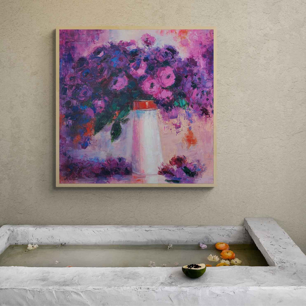 Pintura Jarrón Violetas