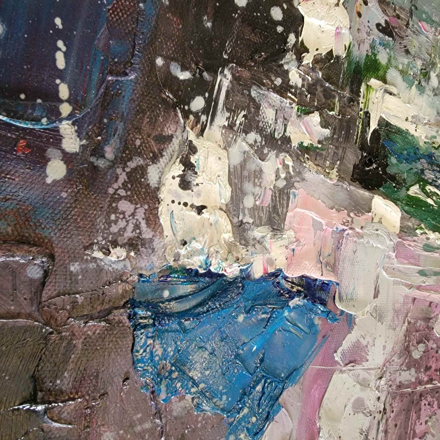 Arte abstracto pintado a mano en óleo, ideal para habitaciones modernas y espacios sofisticados