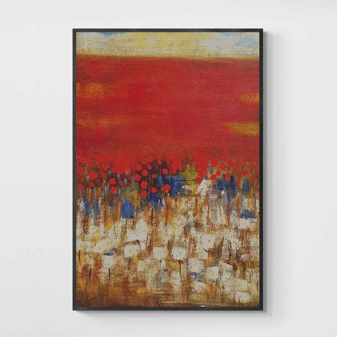 Cuadro Abstracto Campo Amapolas 60x90 cm