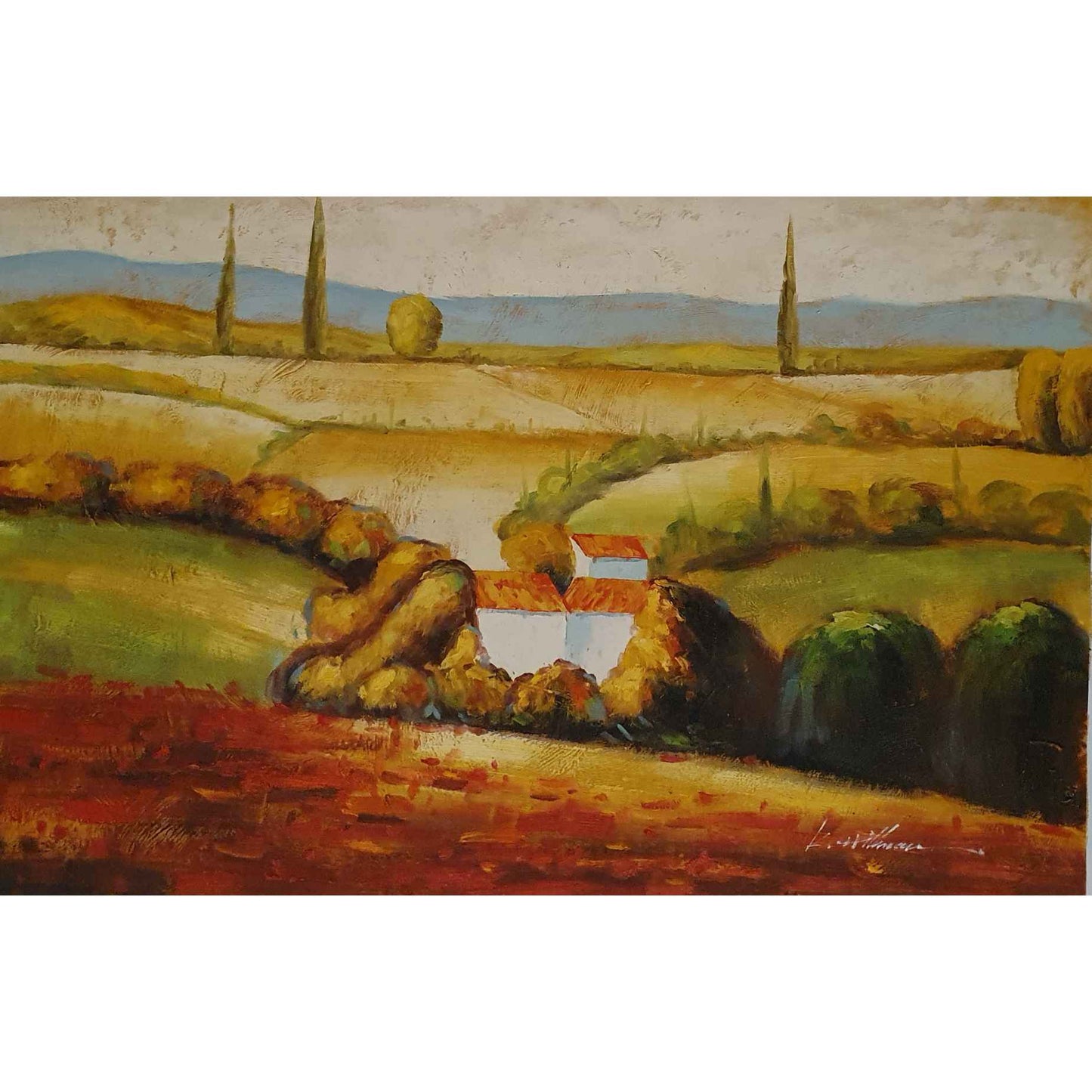 Obra decorativa de estilo mediterraneo en lienzo