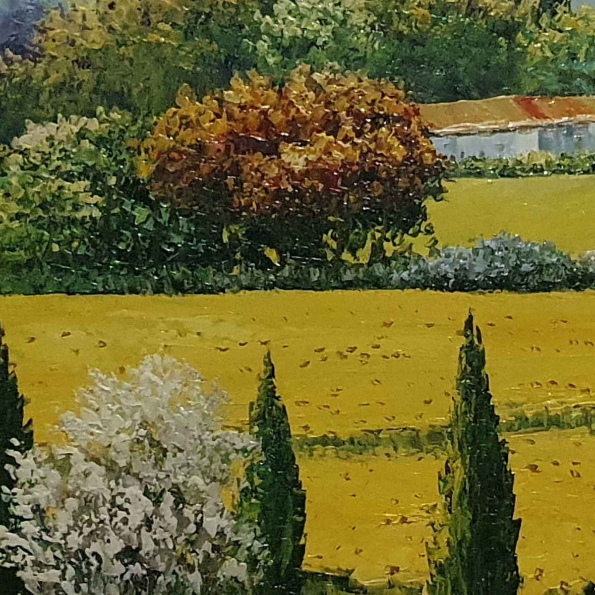 Cuadro decorativo con paisaje rural lleno de color