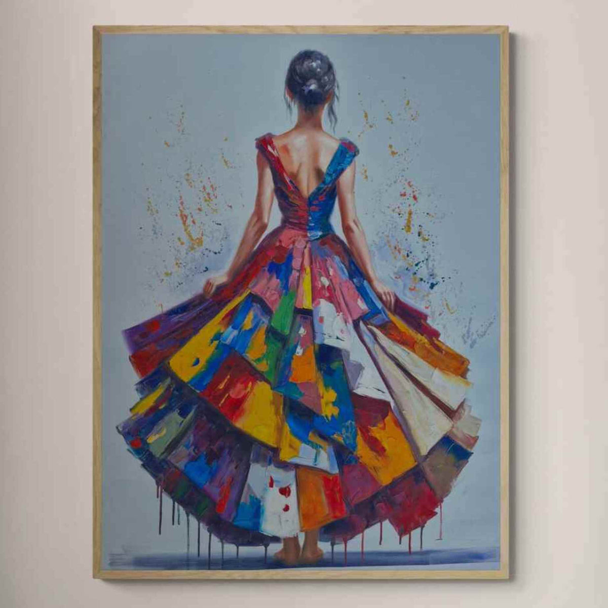 Mujer colorida de espaldas pintura decorativa moderna
