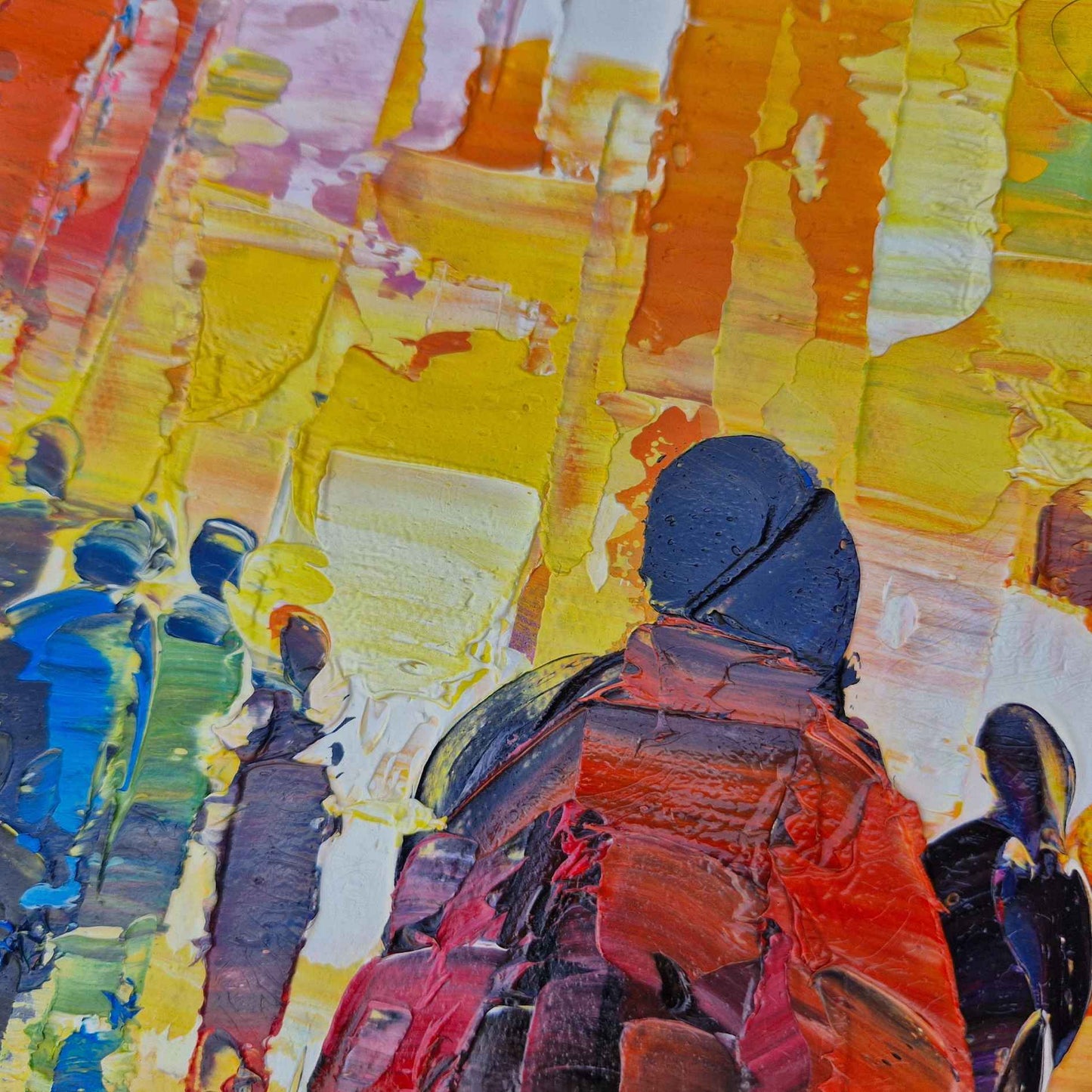 Pintura Moderna con Edificios de Colores – Óleo Premium