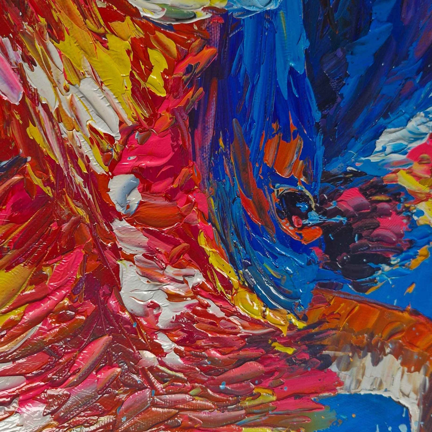 Detalle de pinceladas de cuadro al óleo de toro para decoración profesional