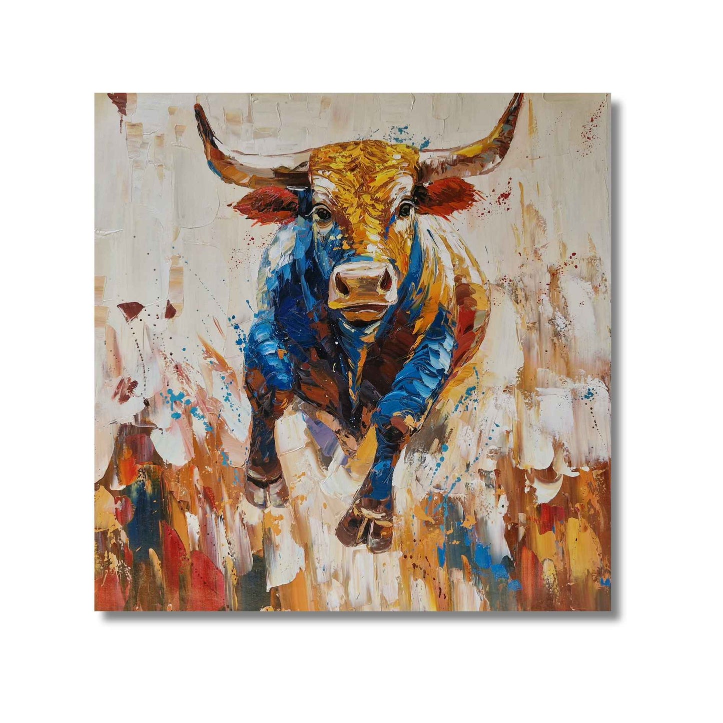Lienzo de toro dinámico y vibrante al óleo