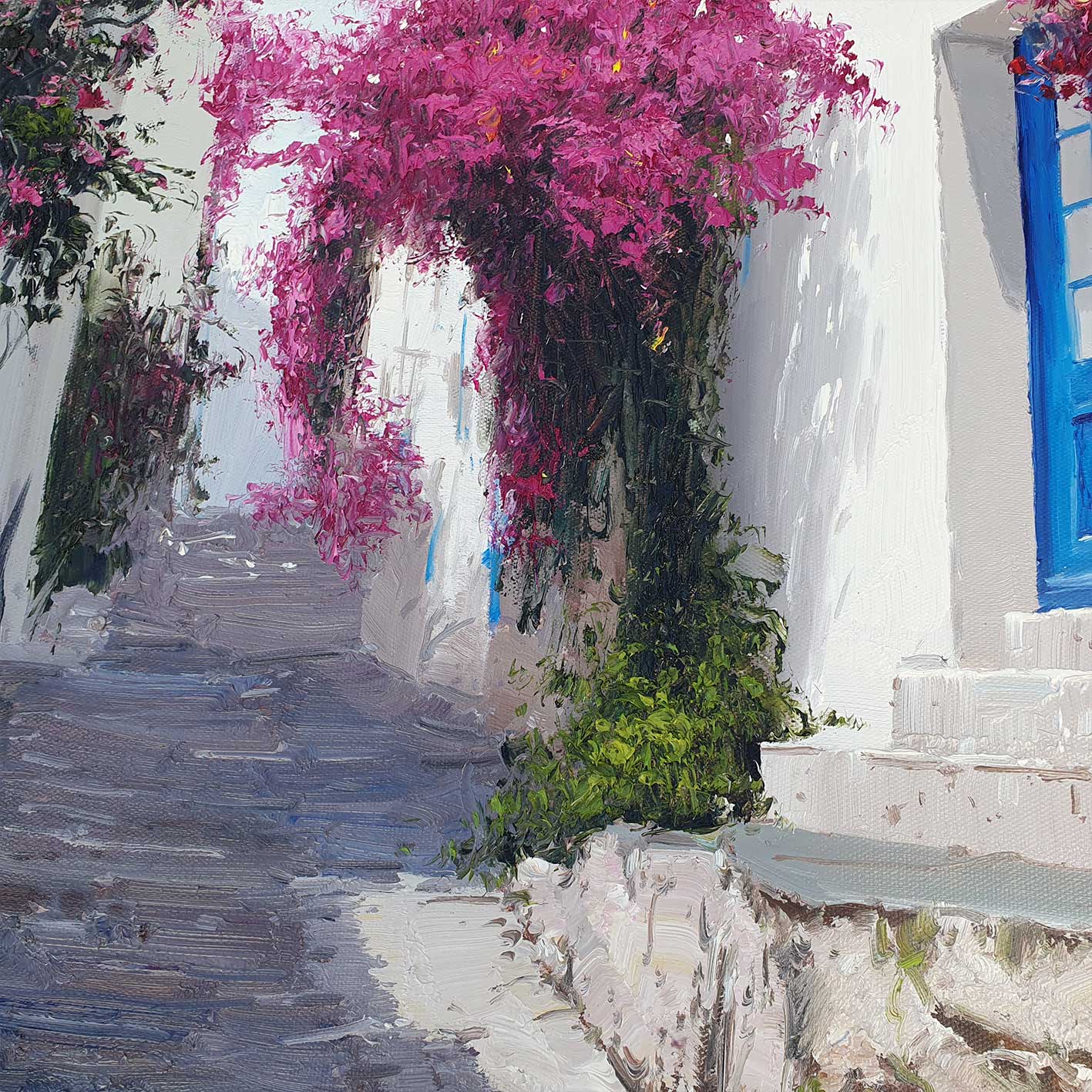 Cuadro Calle Estrecha Buganvilla 101x82 cm