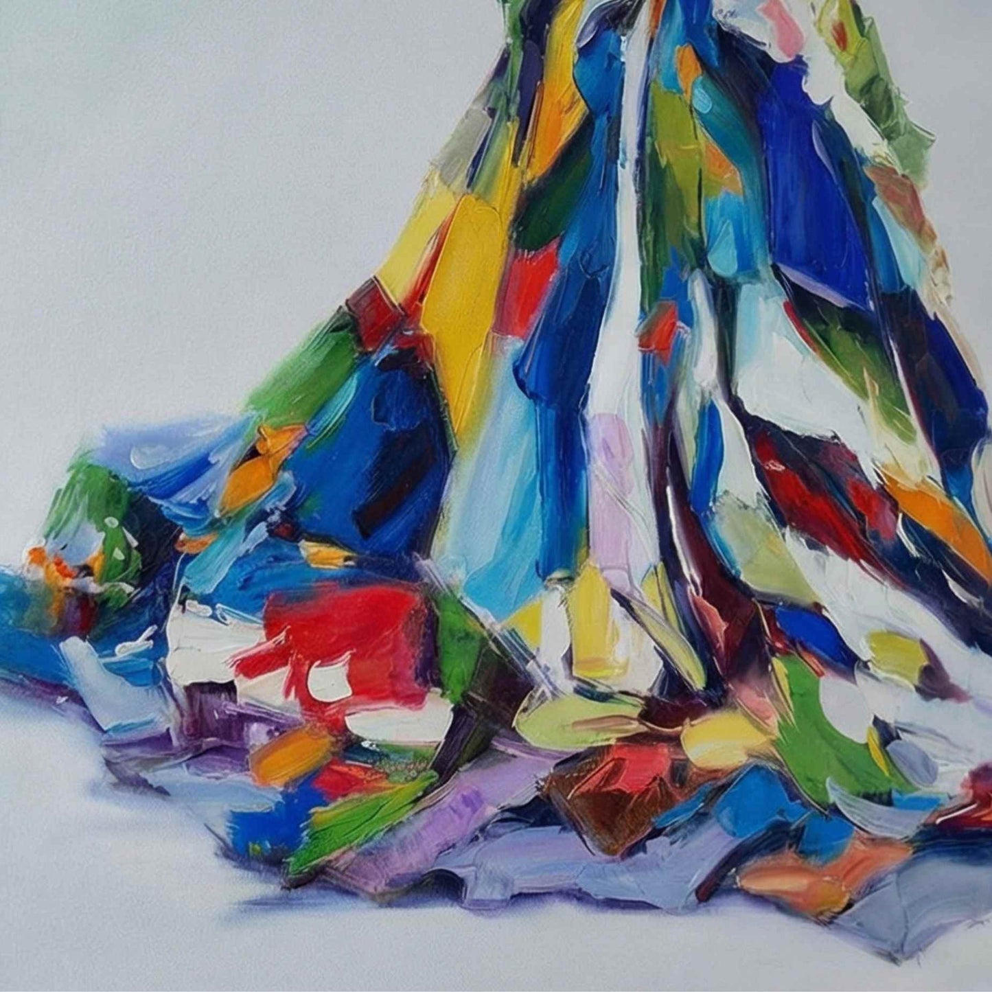 Arte al Óleo Mujer con Vestido Fluido –Pintura Original