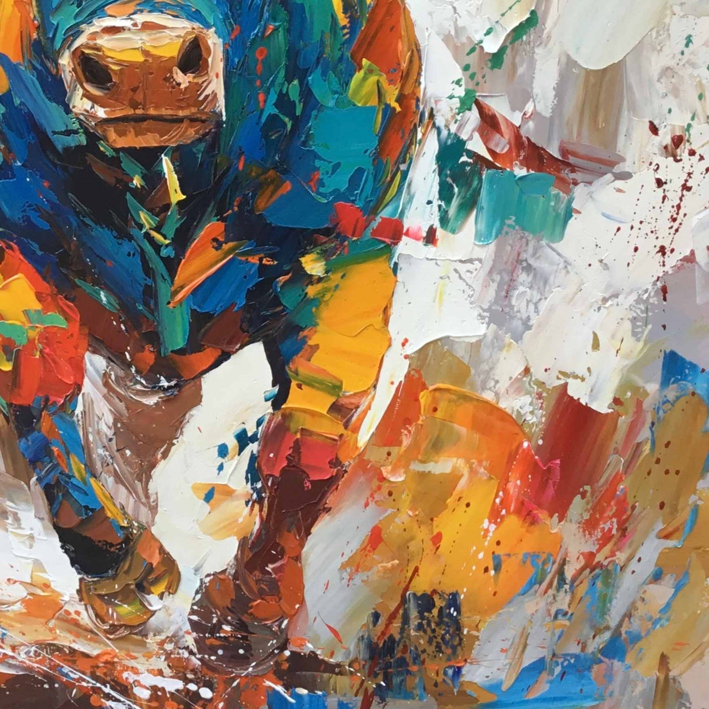 Pintura al oleo toro bravo abstracto