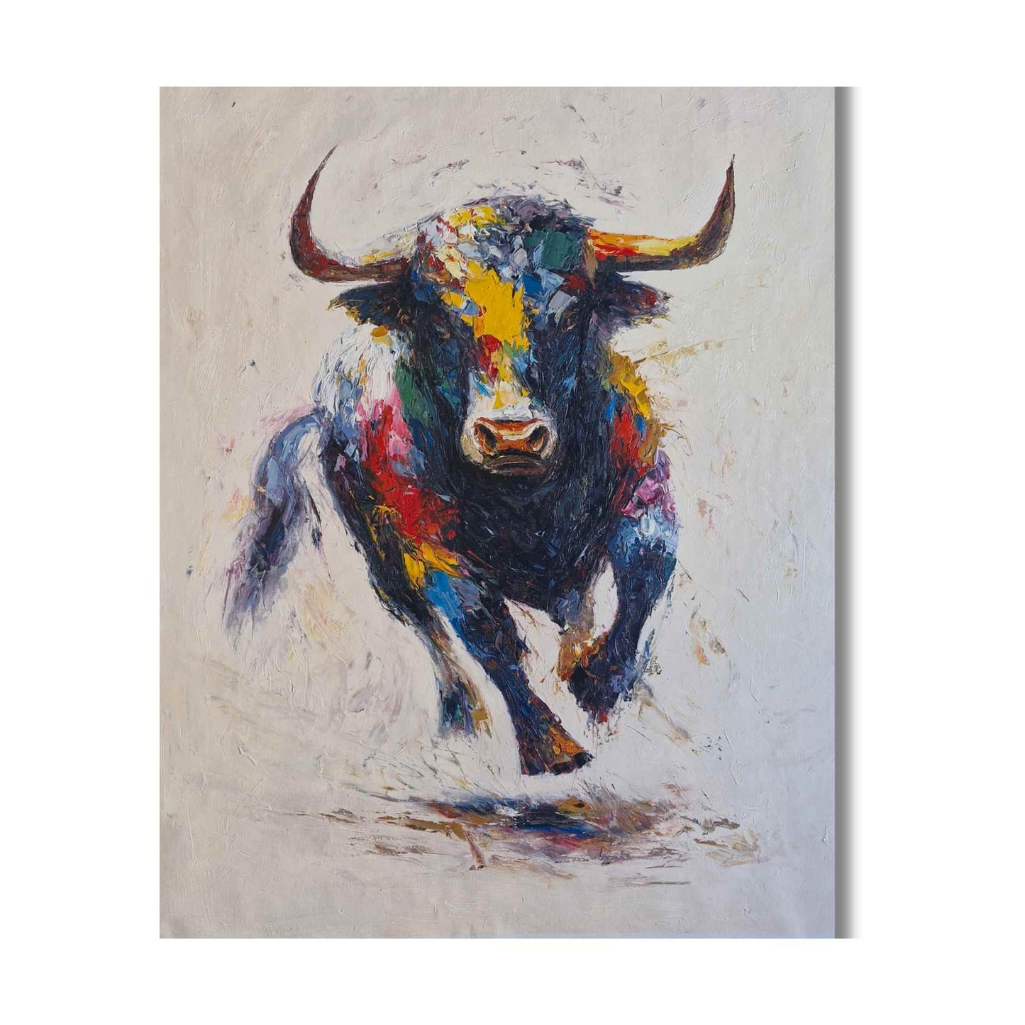 Toro corriendo pintado a mano
