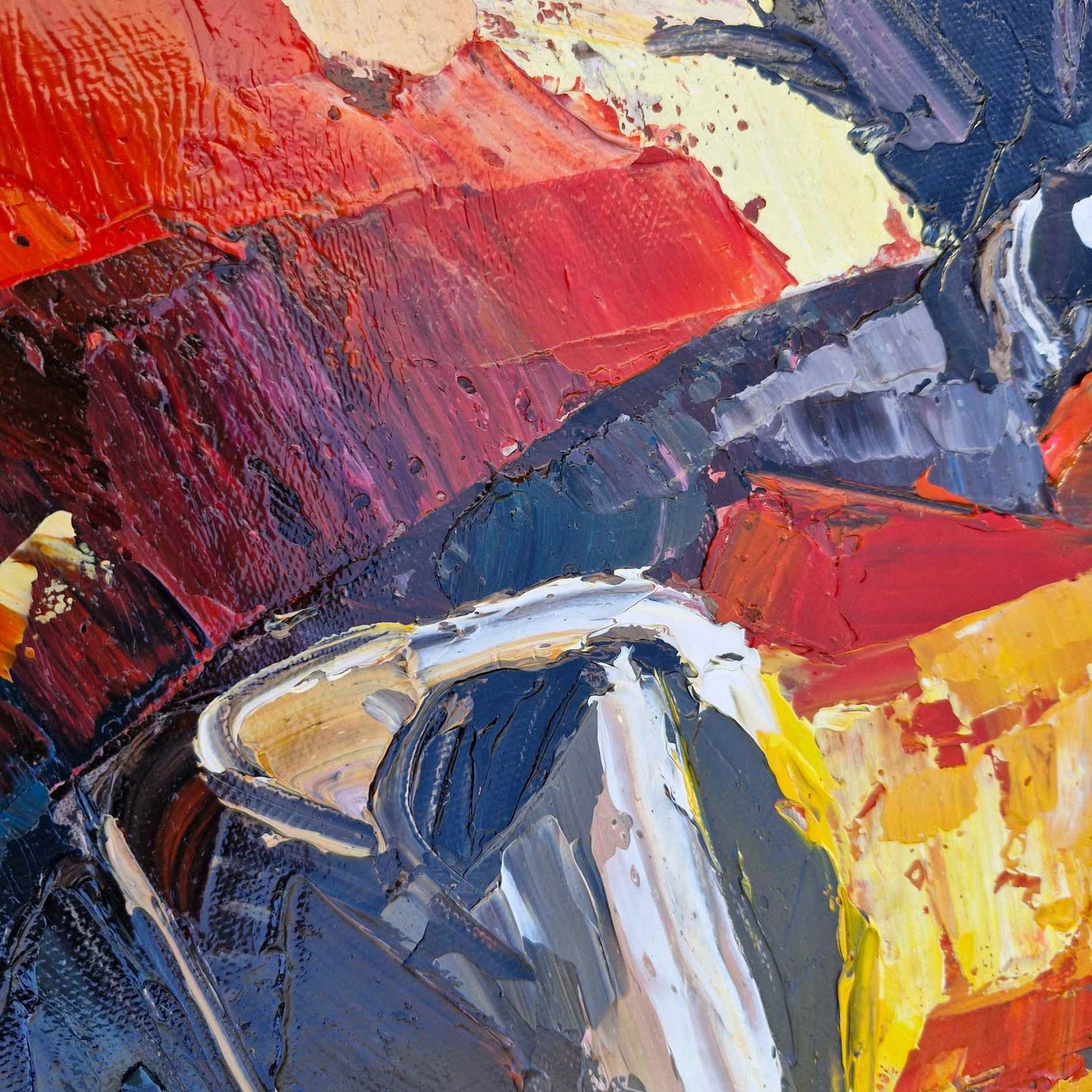 Pintura Óleo Toro Sinfonía de cuernos 102x102 cm 6