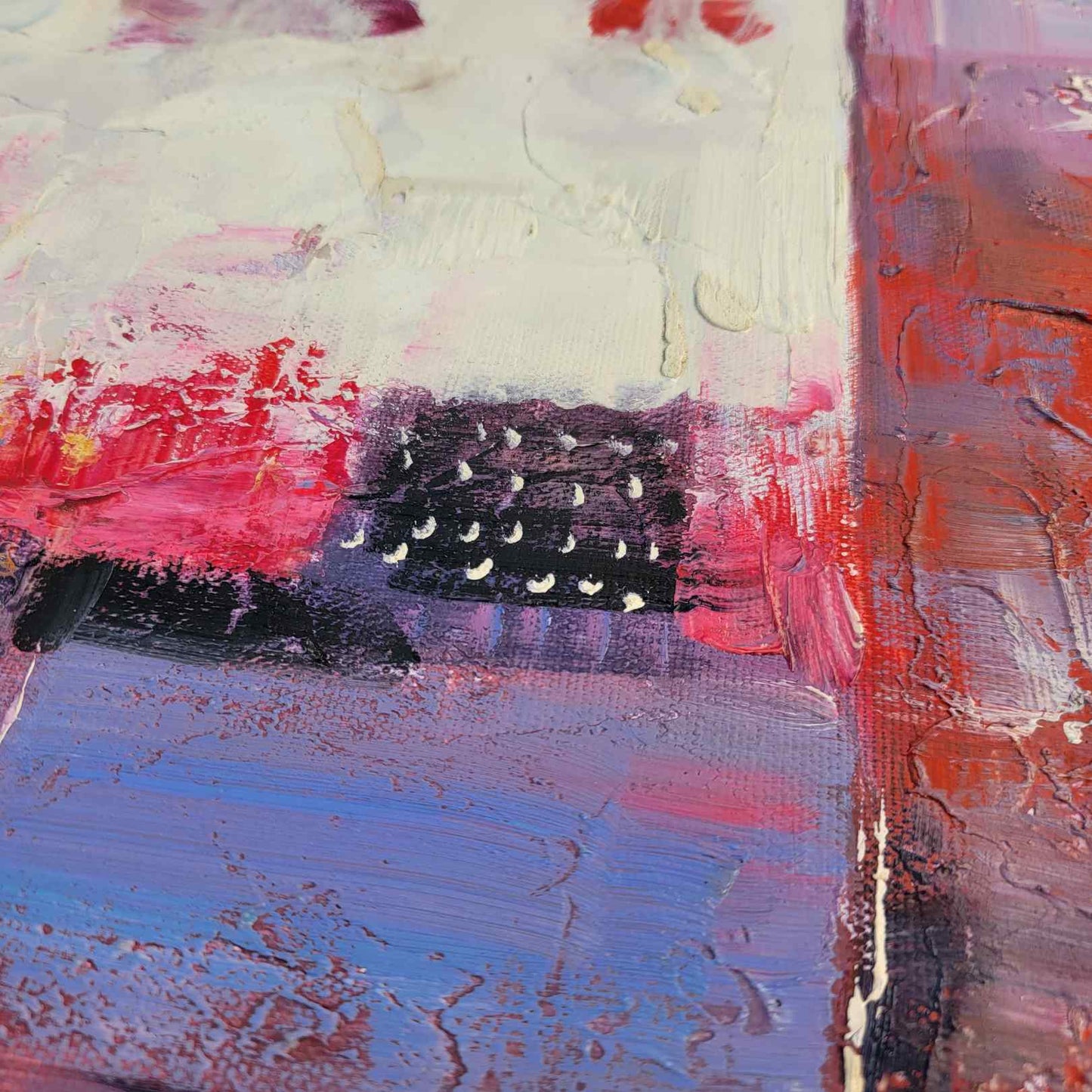 Pintura oleo Abstracta colores rojos y violetas texturas