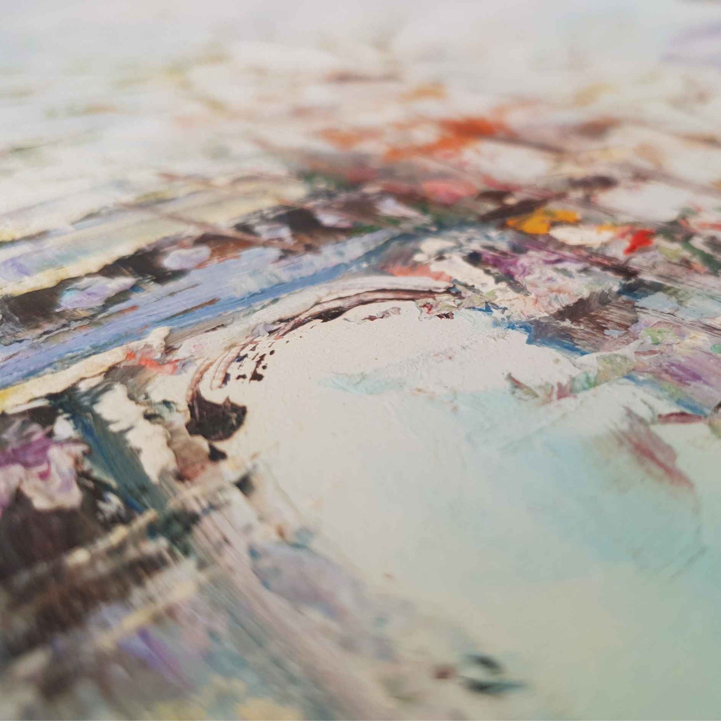 Detalle de Textura de cuadro de calle de París, arte urbano en estilo impresionista