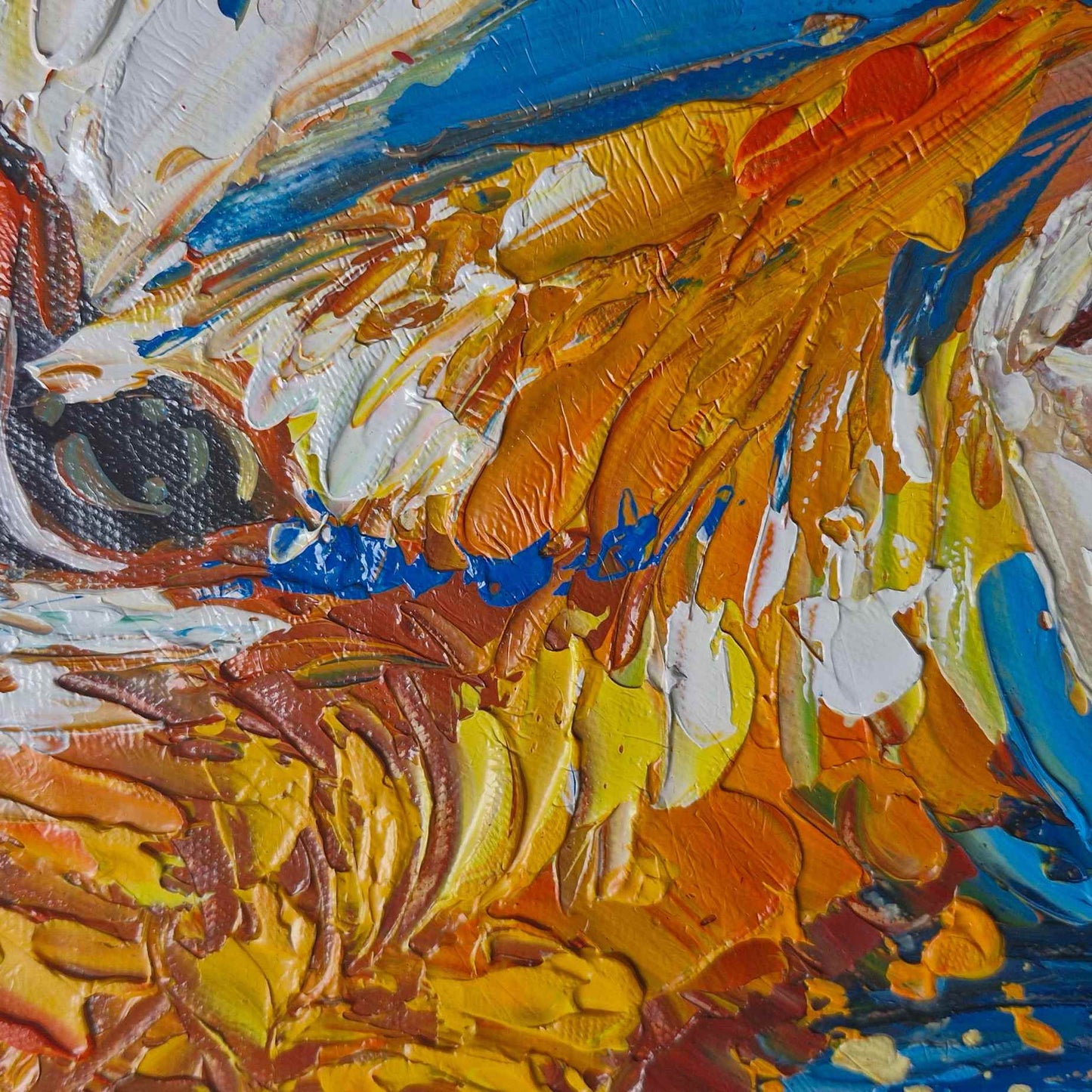 Detalle de textura y color en pintura de animal al óleo