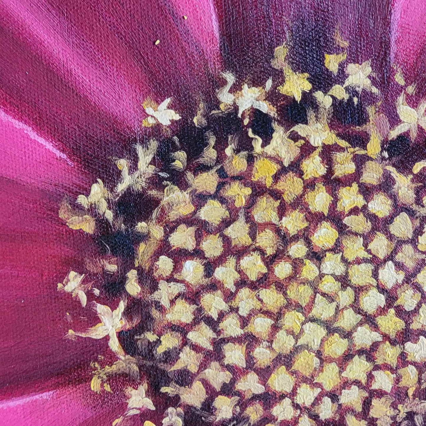 Pintura en lienzo con flor natural sobre fondo negro