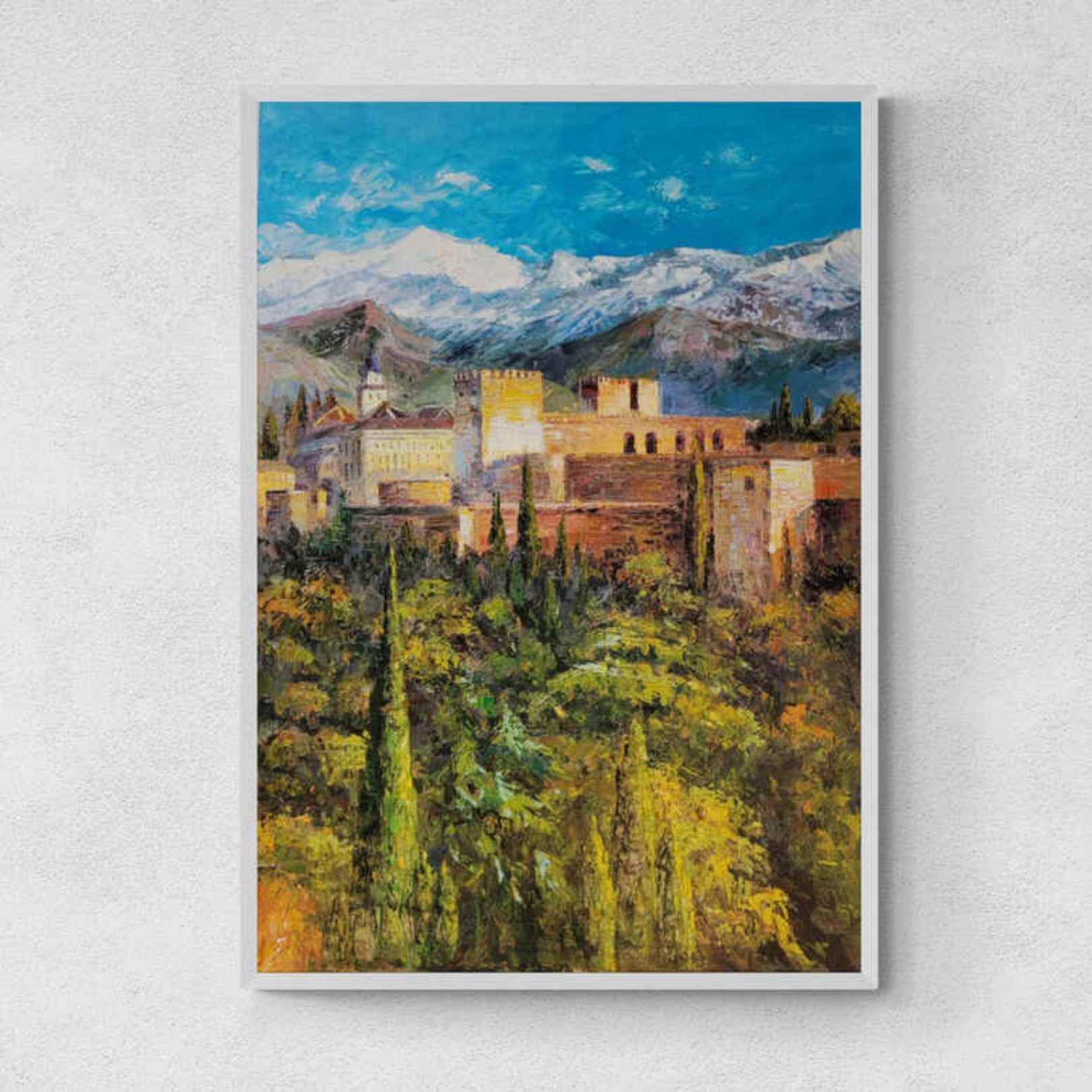 Grenade. Alhambra. Naif. Acrilyc on canvas 55 X 38 cm (21'x15'). Jose online Camero