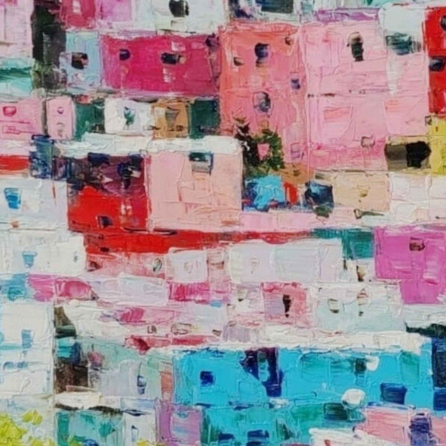 Textura de cuadro al óleo con detalles arquitectónicos típicos de Latinoamérica