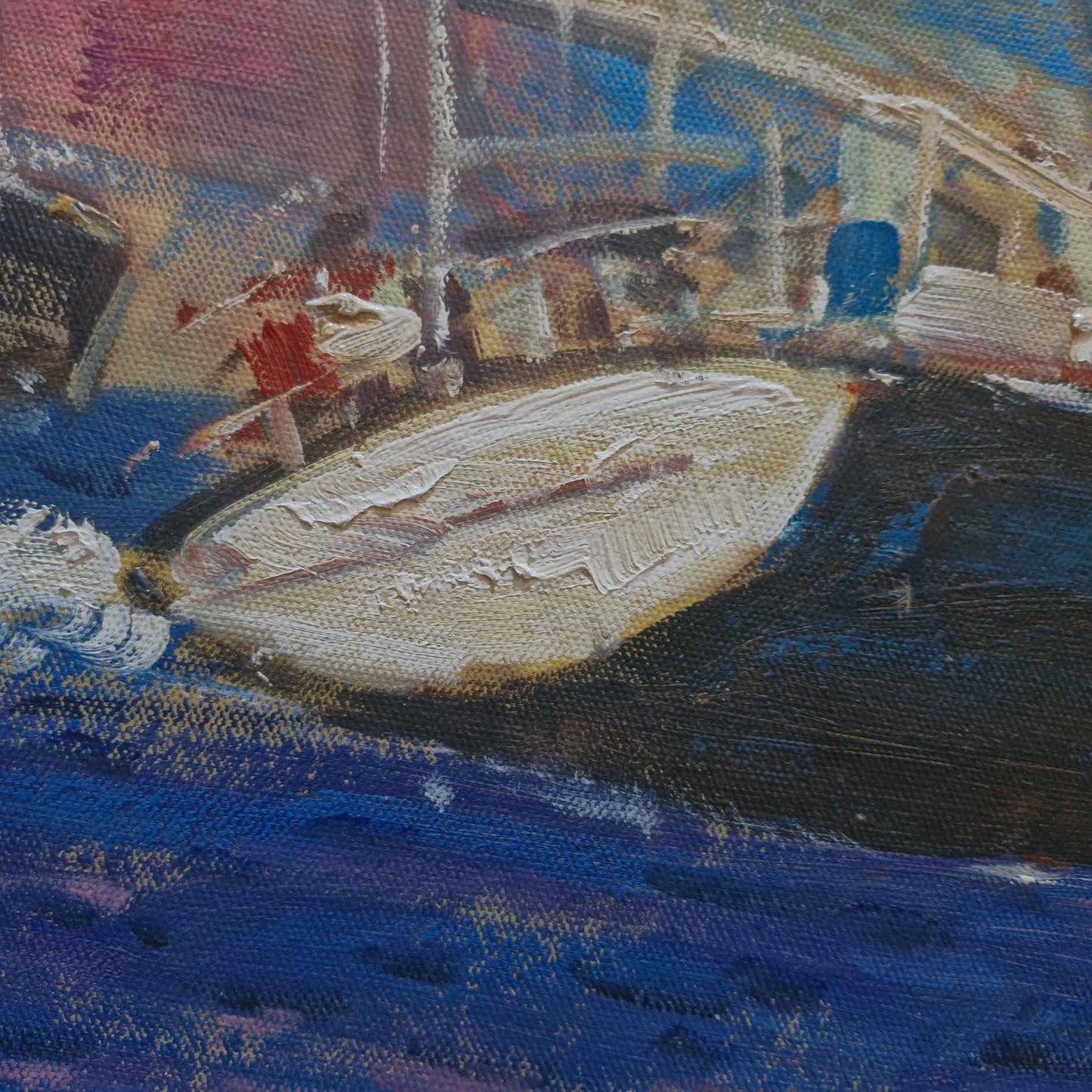 Veleros en competición en pintura sobre fondo marino