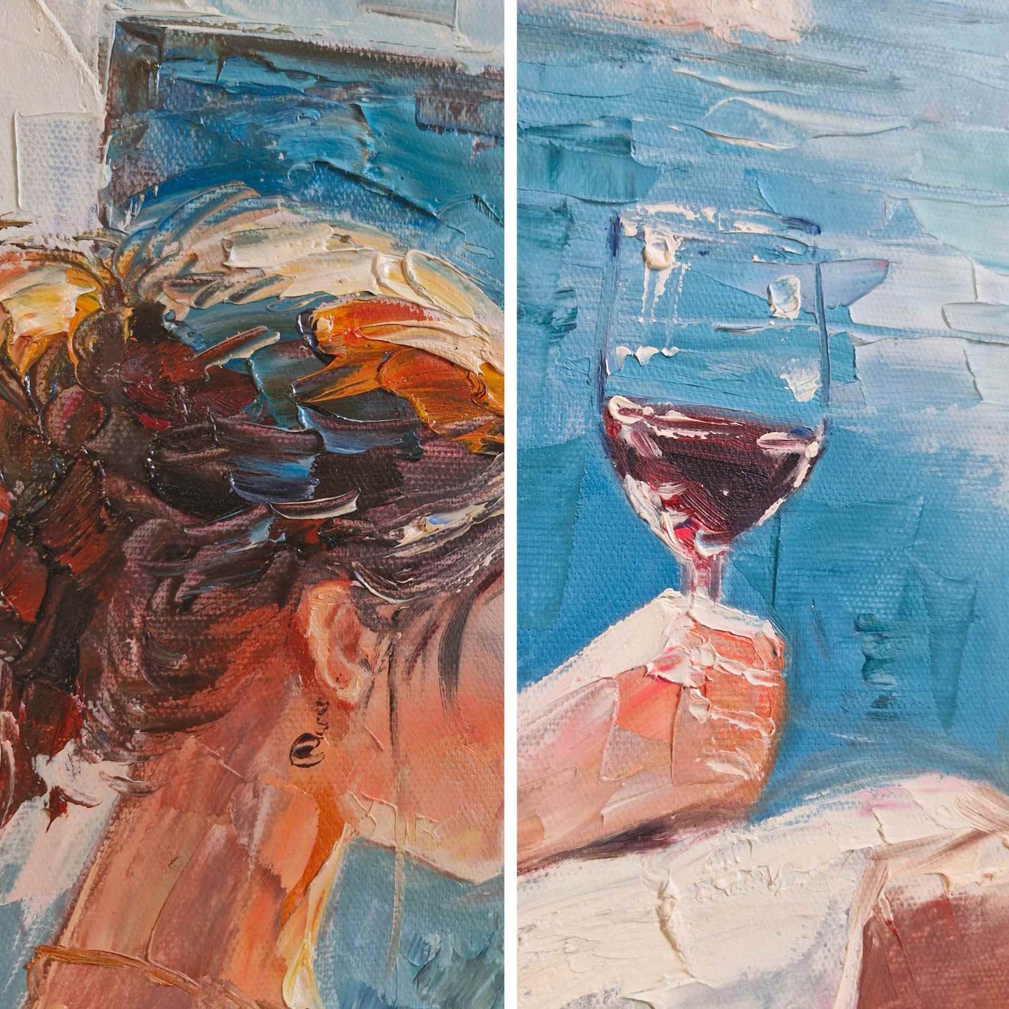 Lienzo pintado a mano de estilo romántico con frutas y vino