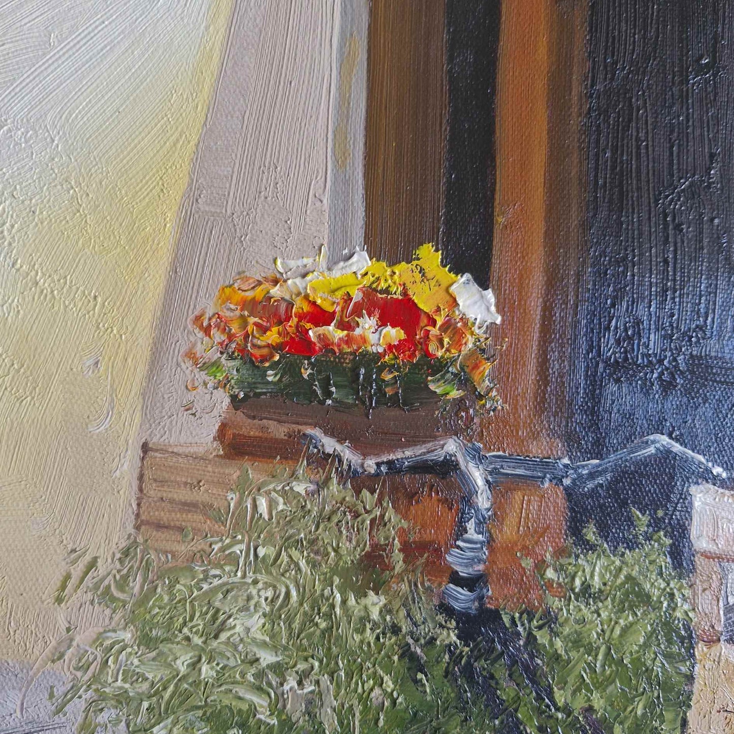 Cuadro artesanal de trattoria clásica en Italia