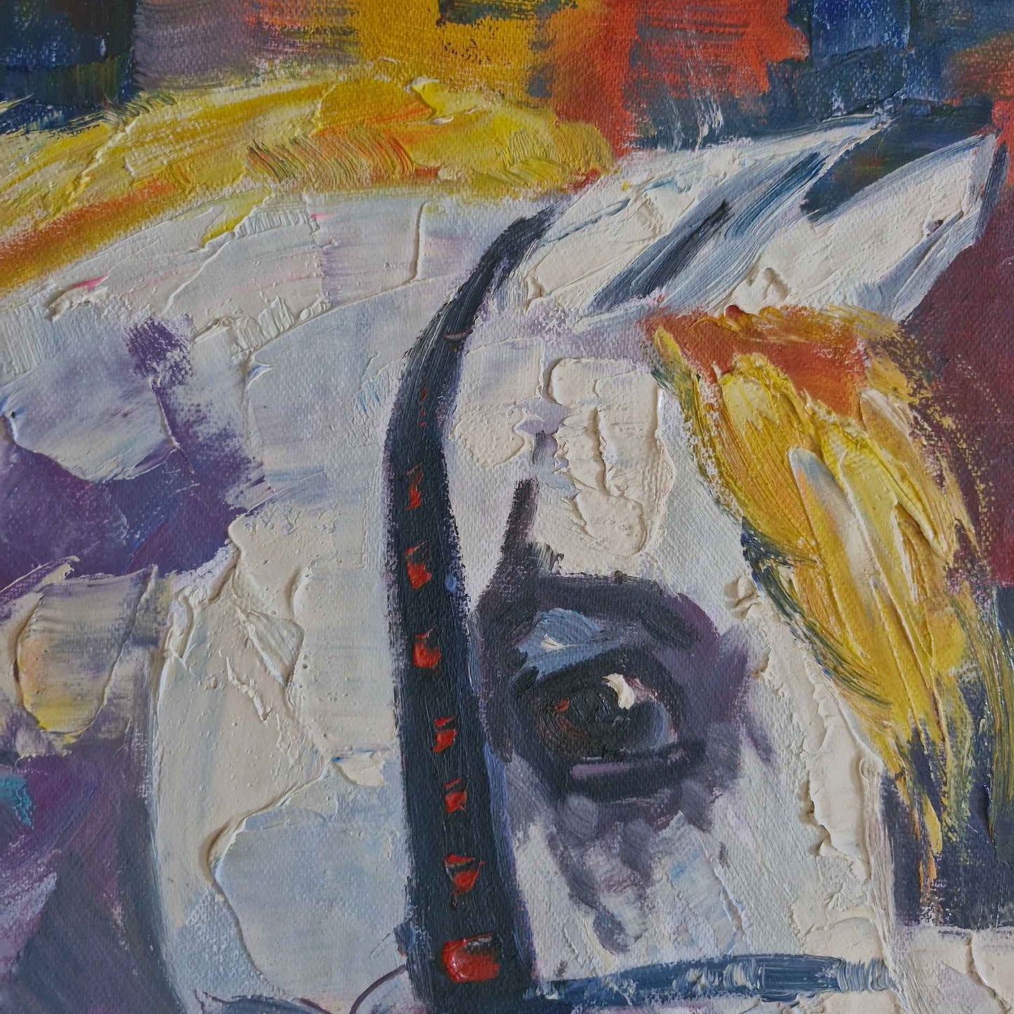 Cuadro de arte en óleo de caballo para interiores