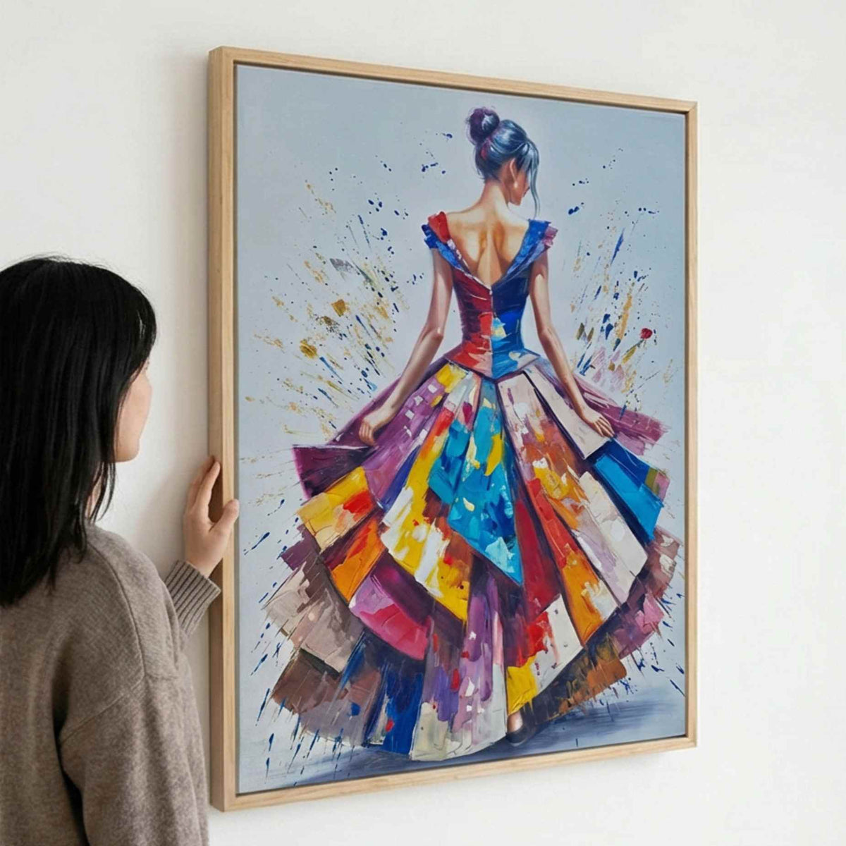 Lienzo vertical con arte moderno de mujer elegante