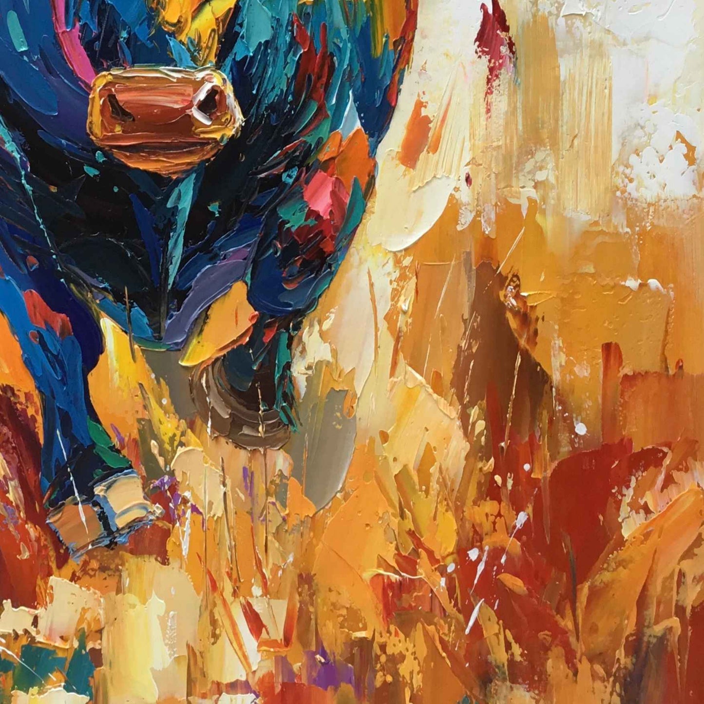 texturas cuadro al oleo toro bravo abstracto moderno