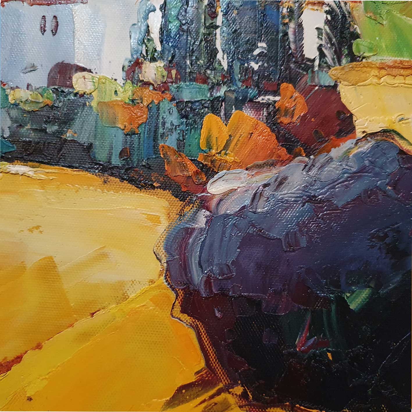 Cuadro Paisaje Moderno Espátula 80x80 cm