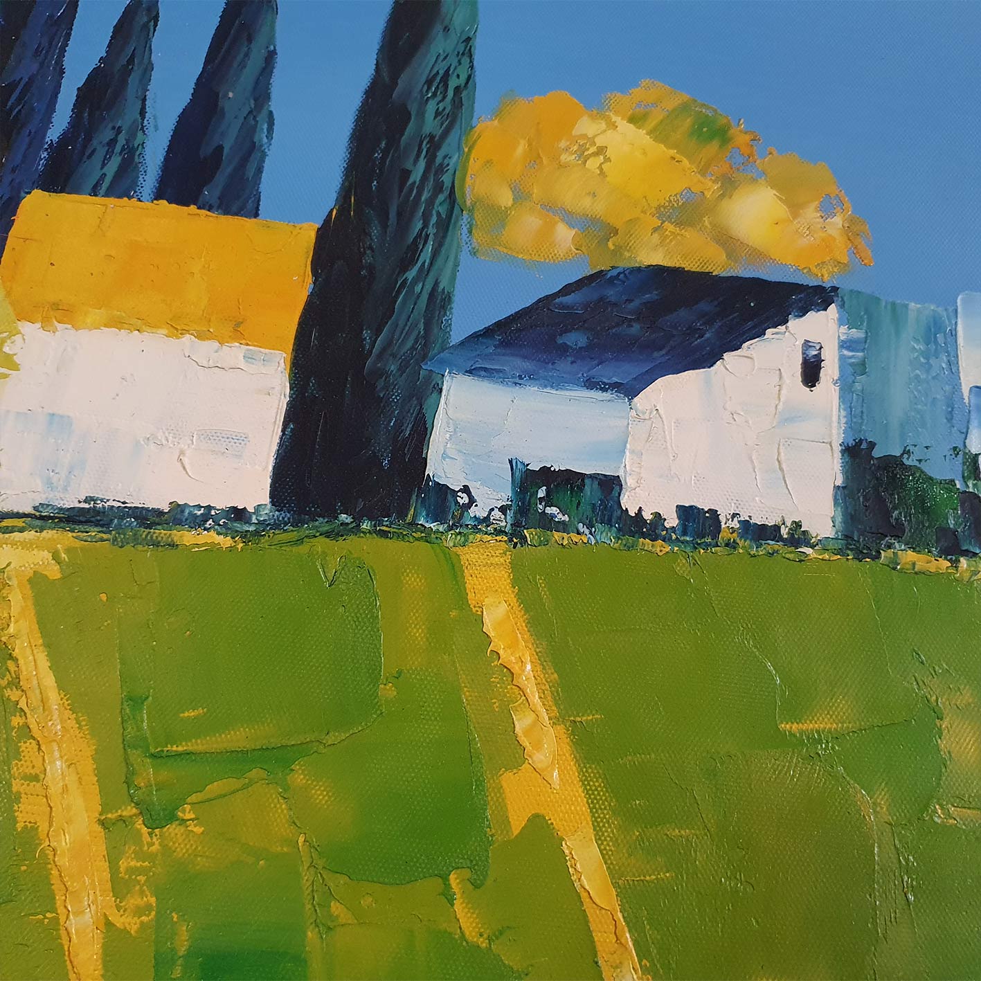 Cuadro Paisaje Moderno Espátula 80x80 cm