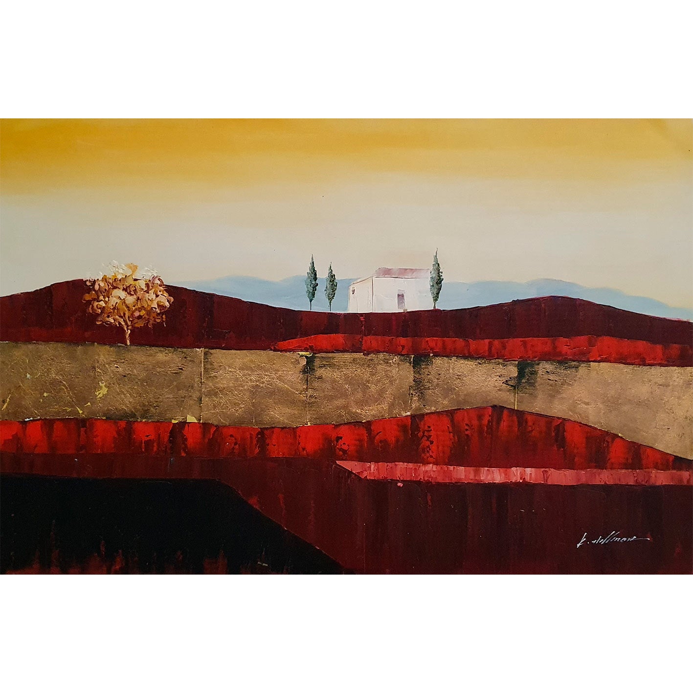 Cuadro Paisaje Oro 90x60 cm