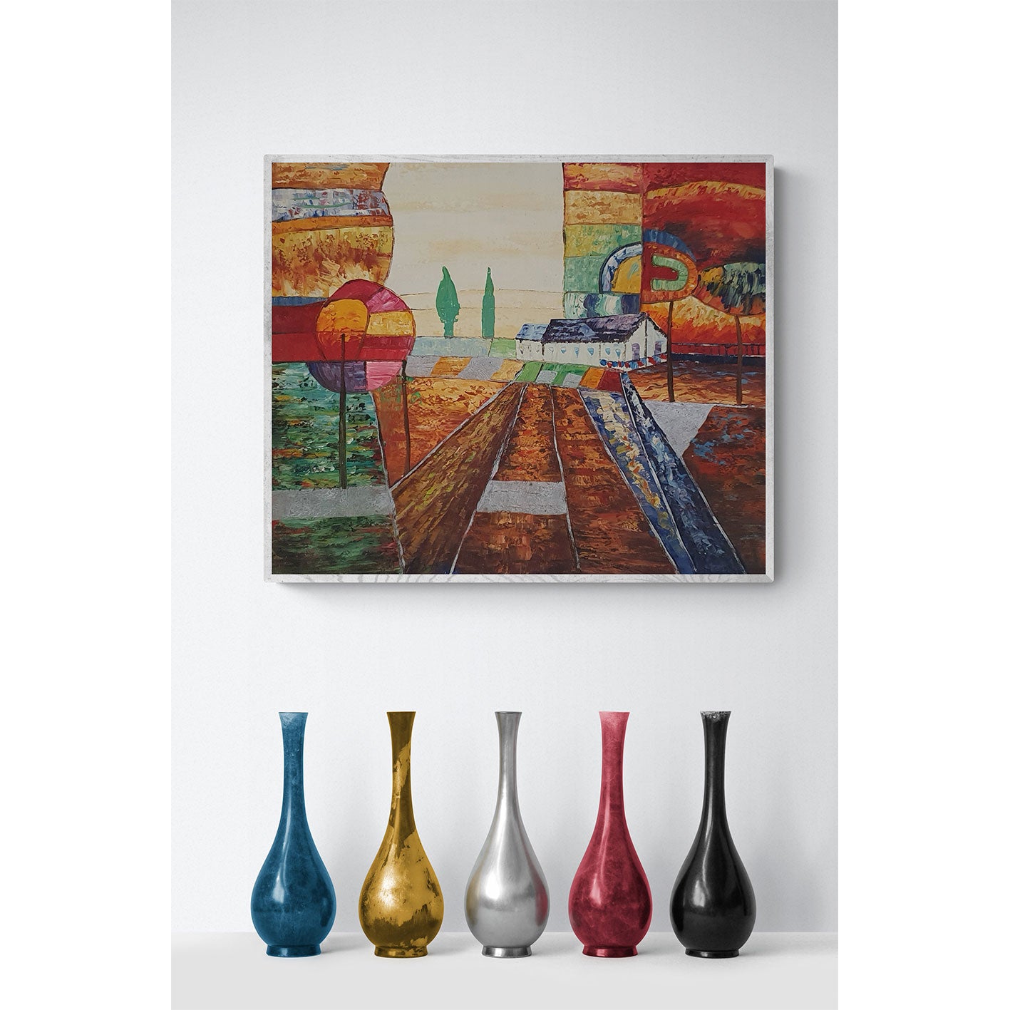 Orange Landscape Painting 60x50 cm